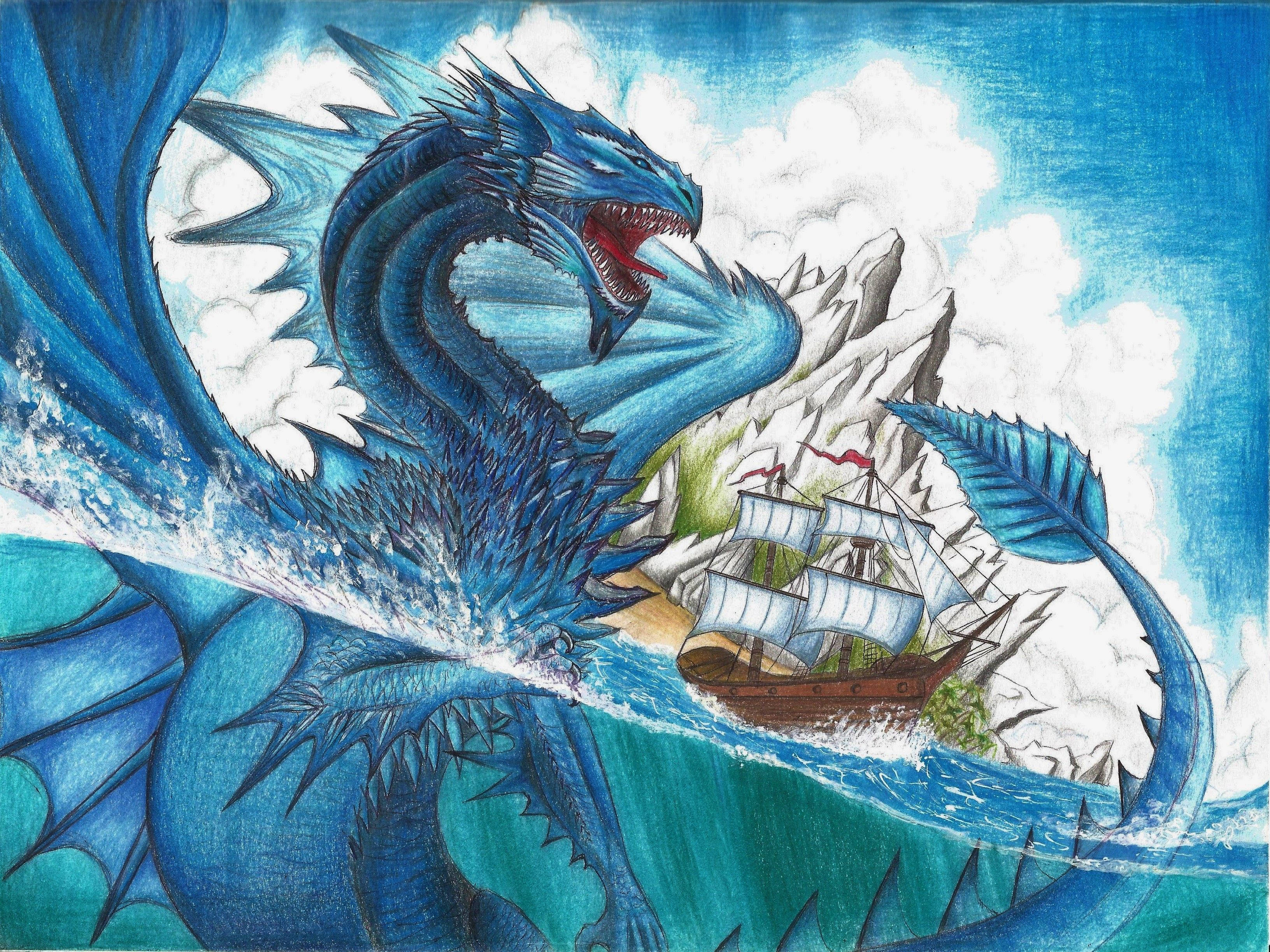 Dragon Japonez PC Dragon Maritim Nave Pirate Fundal