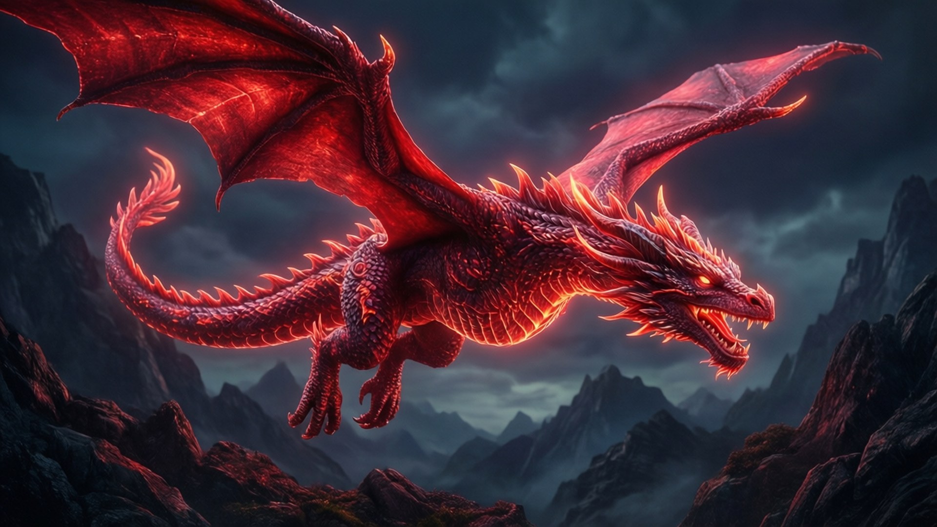Dragon Roșu Neon Fundal