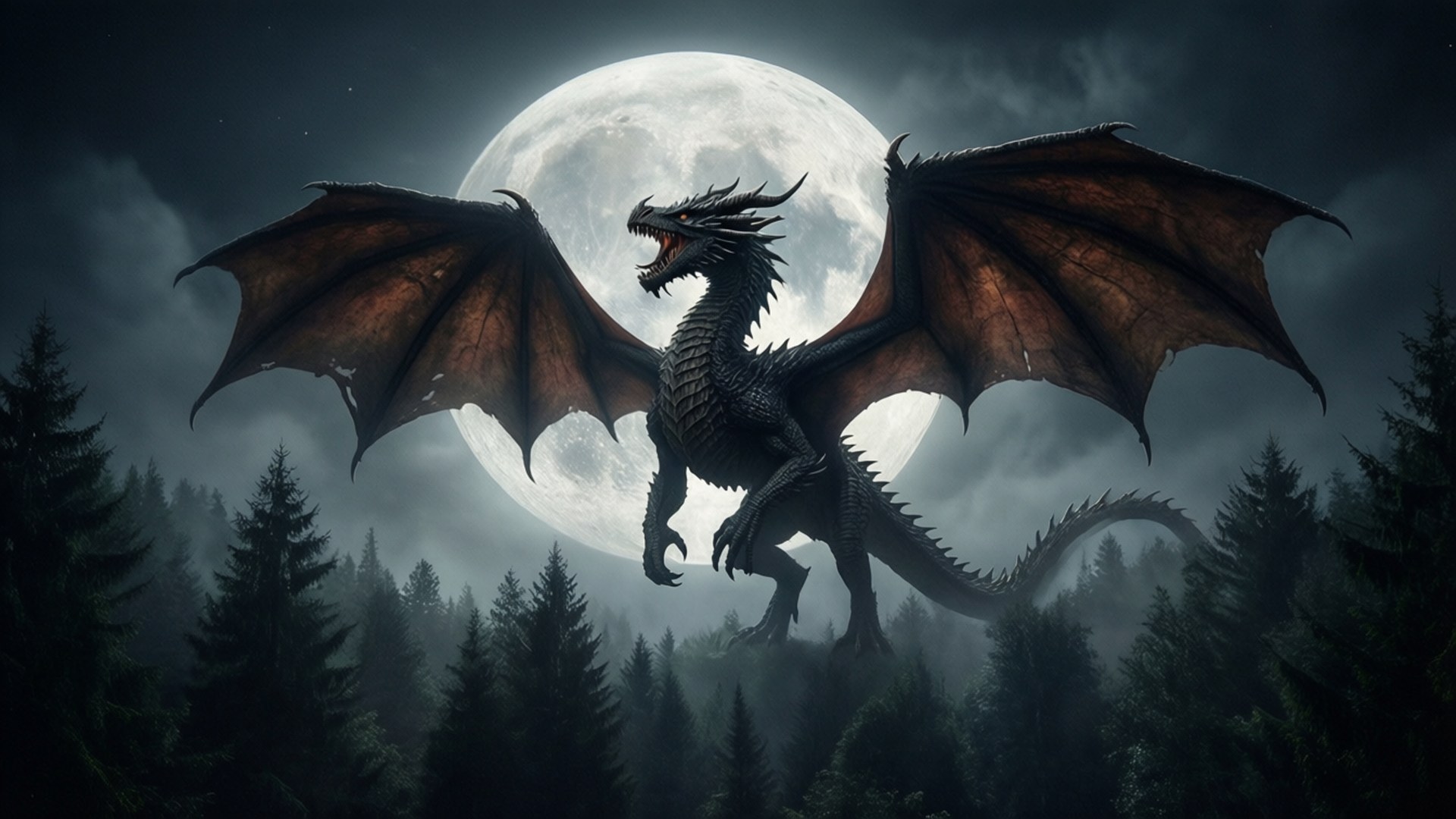 Dragon și Luna Fundal