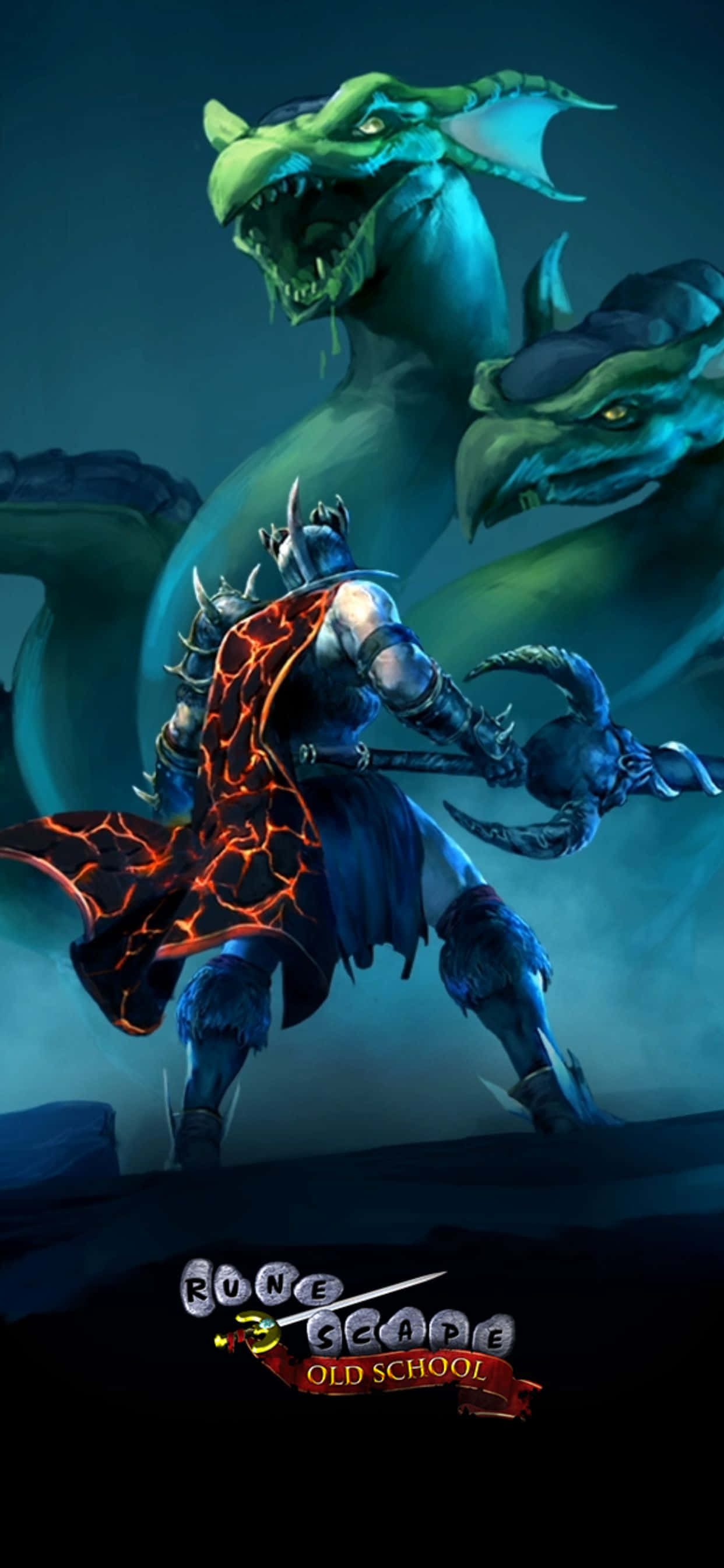 Dragon Verde și Războinic Fundal iPhone XS Max Runescape Oldschool Fundal