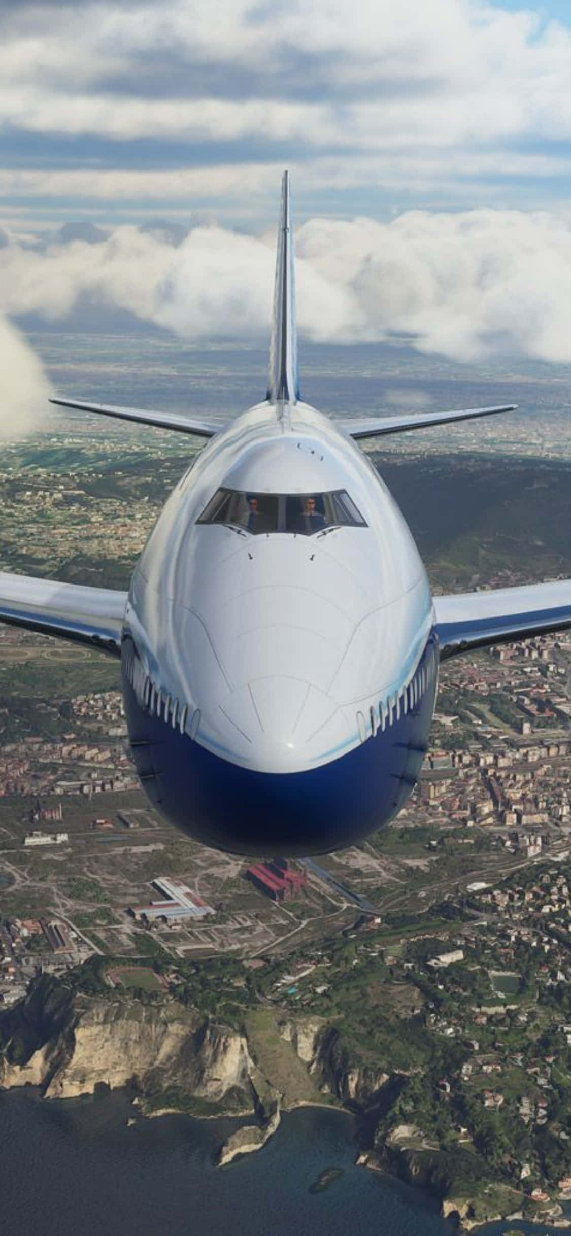 Du-ți pasiunea pentru explorarea cerurilor la noi înăltimi vertiginose cu iPhone Xs și Microsoft Flight Simulator. Fundal