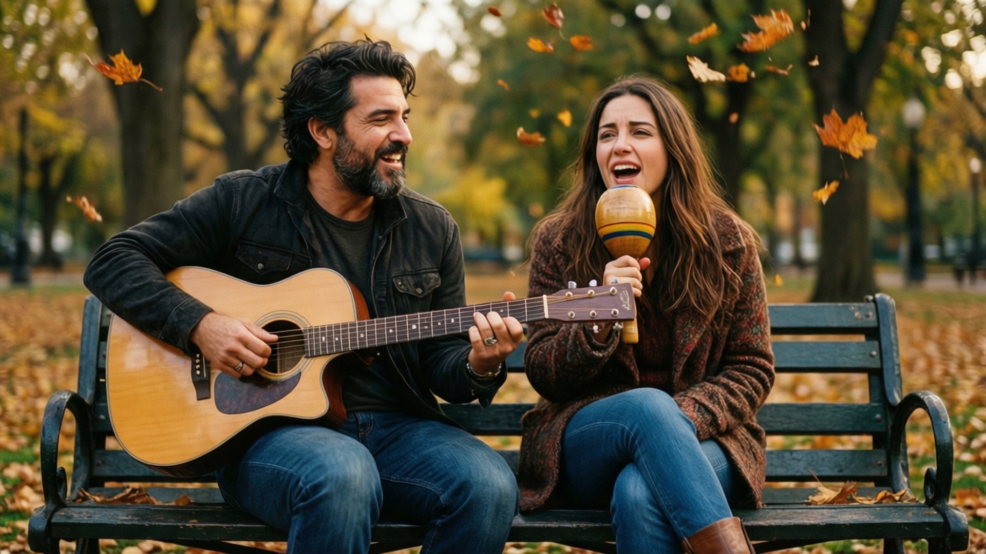 Duet pe Banca din Parc Fundal
