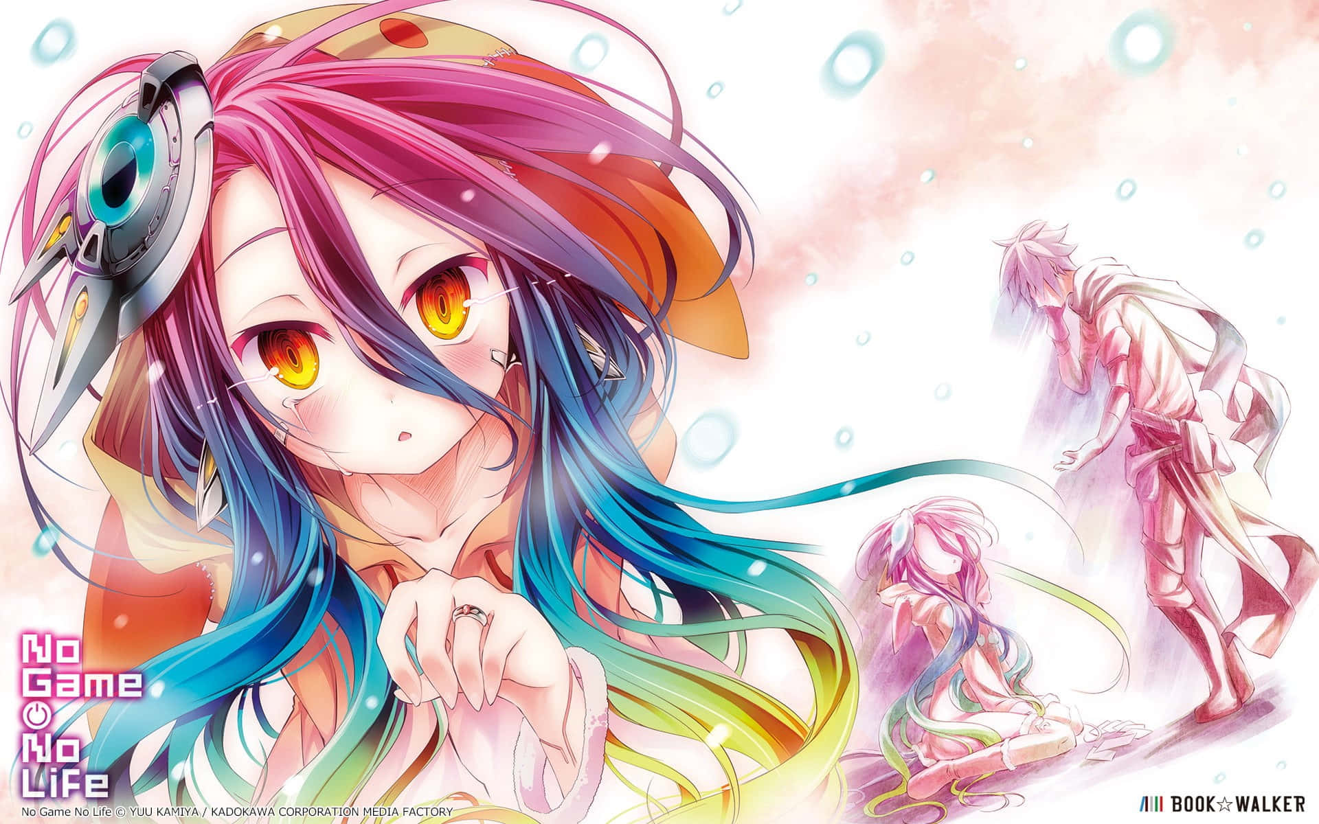 „Duo-ul de frați Sora și Shiro acceptă orice joc care le iese în cale în serialul anime suprarealist No Game No Life.” Fundal