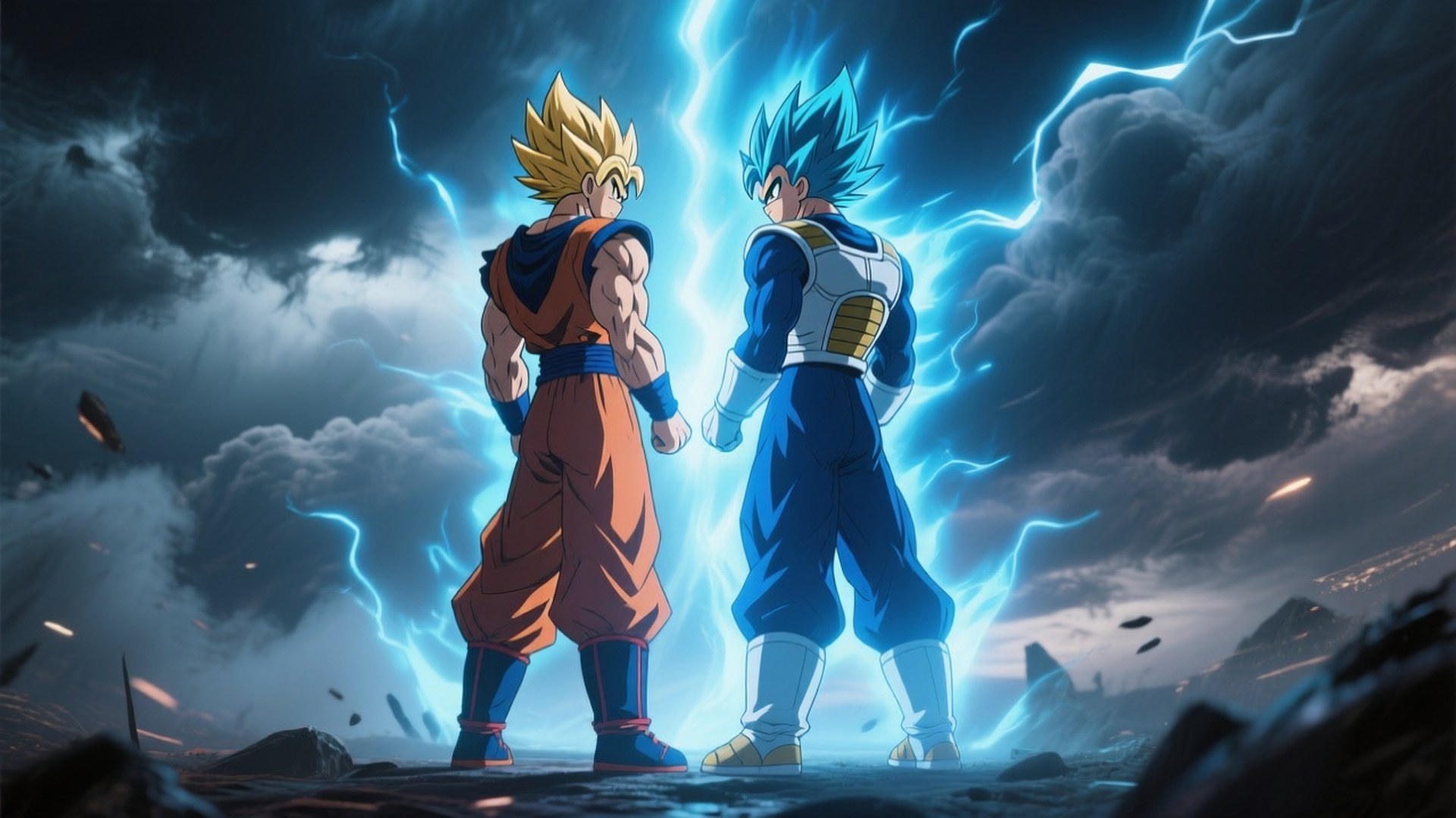 Duoul Saiyan stă puternic Fundal