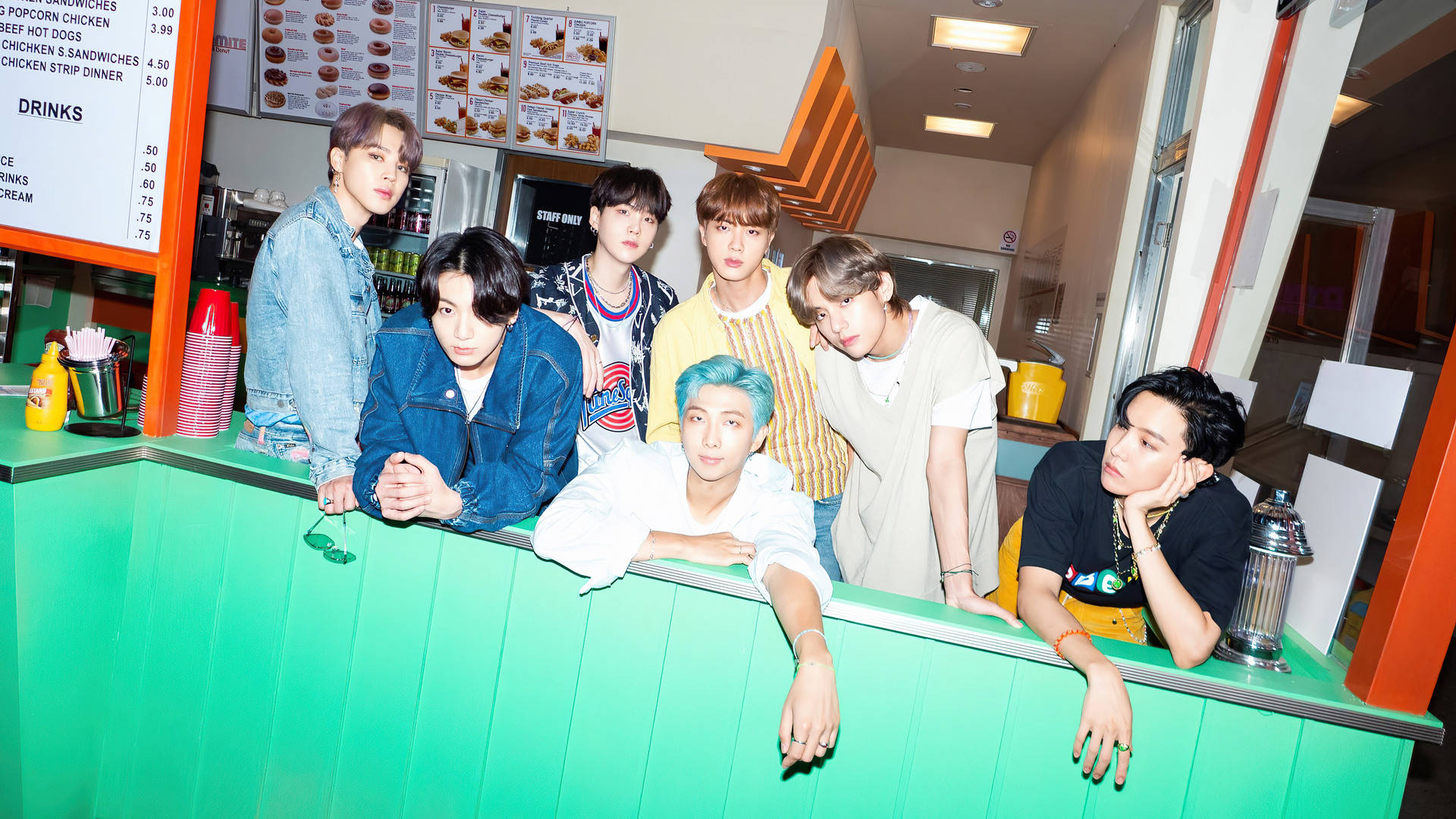 Dynamite BTS Foto de Grup Fundal