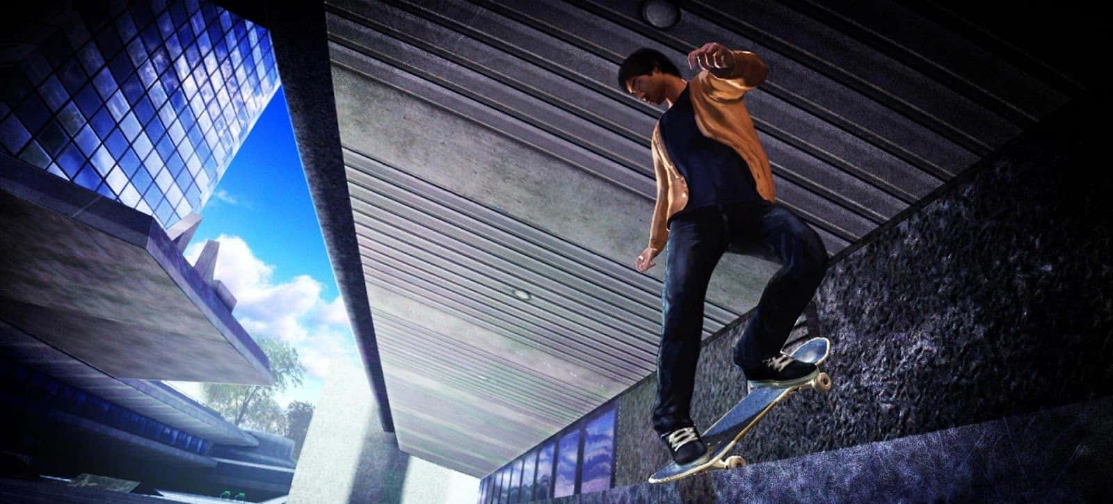"E un skater mediu care e gata să domine rampele"! Fundal