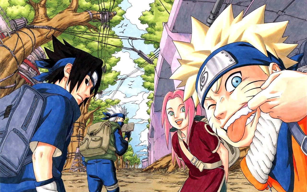 Echipa 7 din Naruto Manga Anime în Konoha Fundal