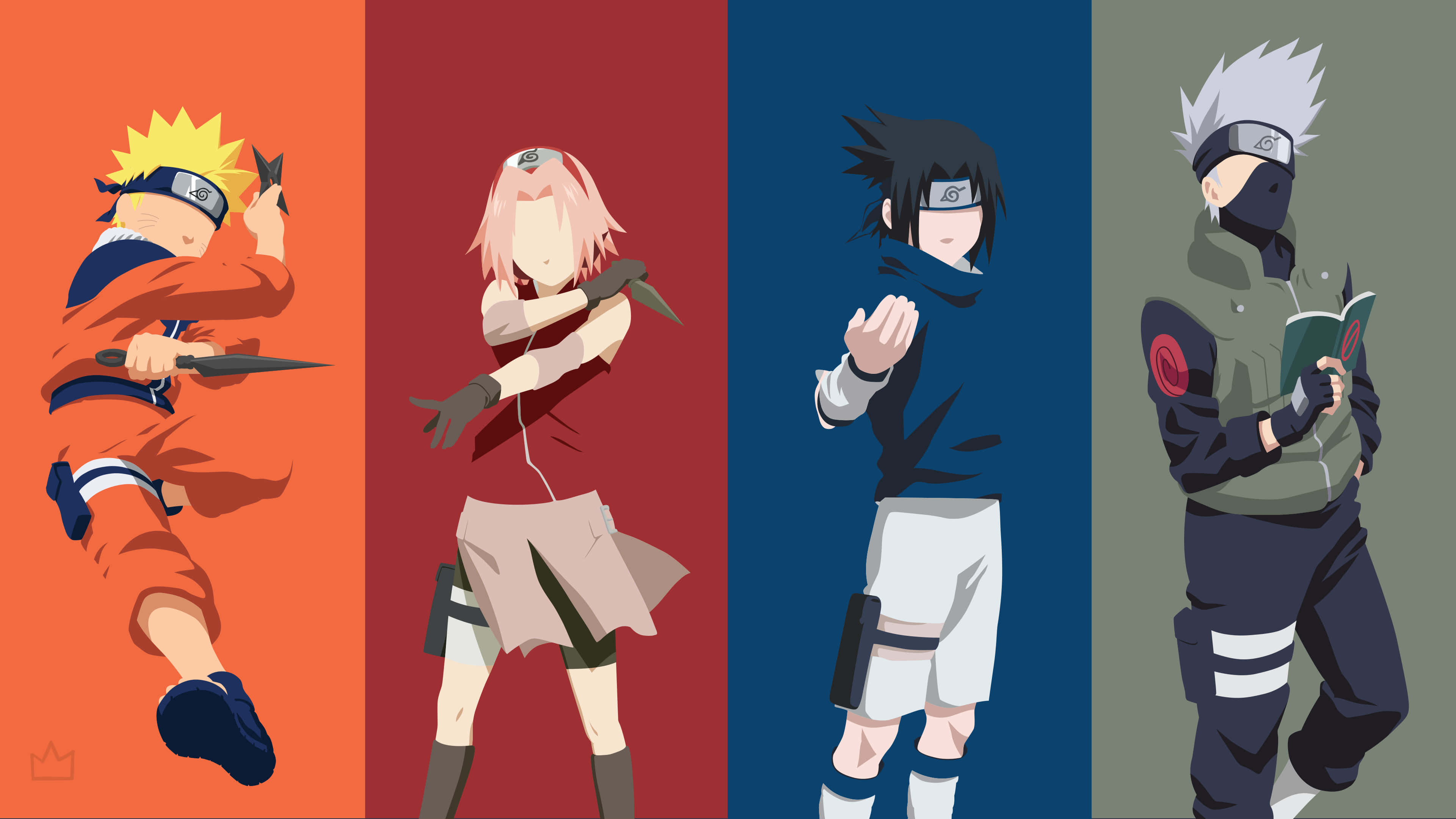 Echipa 7 - Naruto, Sasuke, Sakura, Kakashi și Rock Lee Fundal