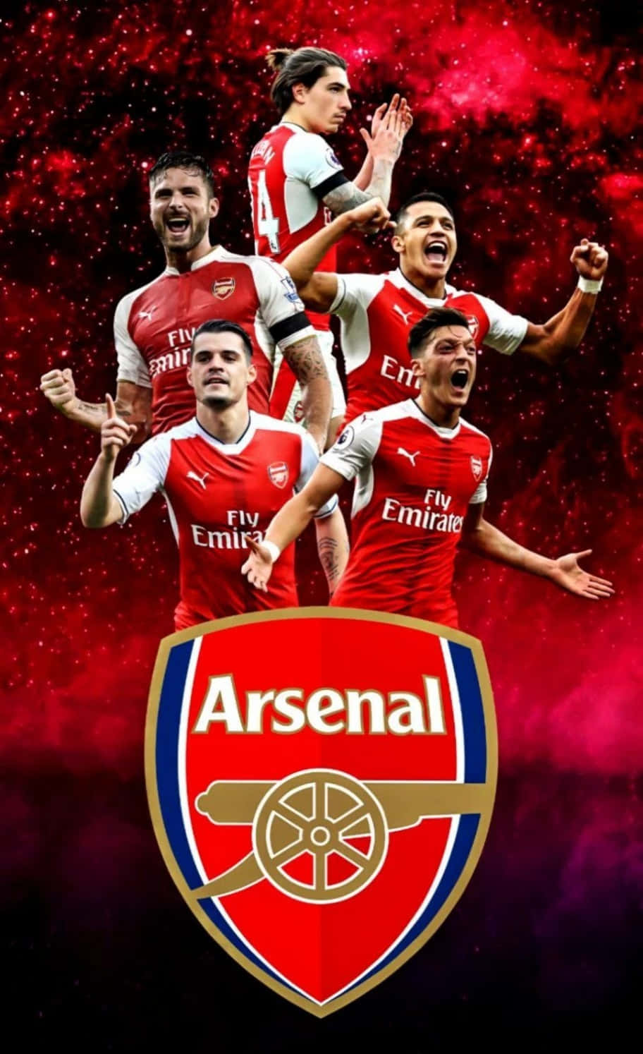 Echipa Arsenal pozează la stadion Fundal