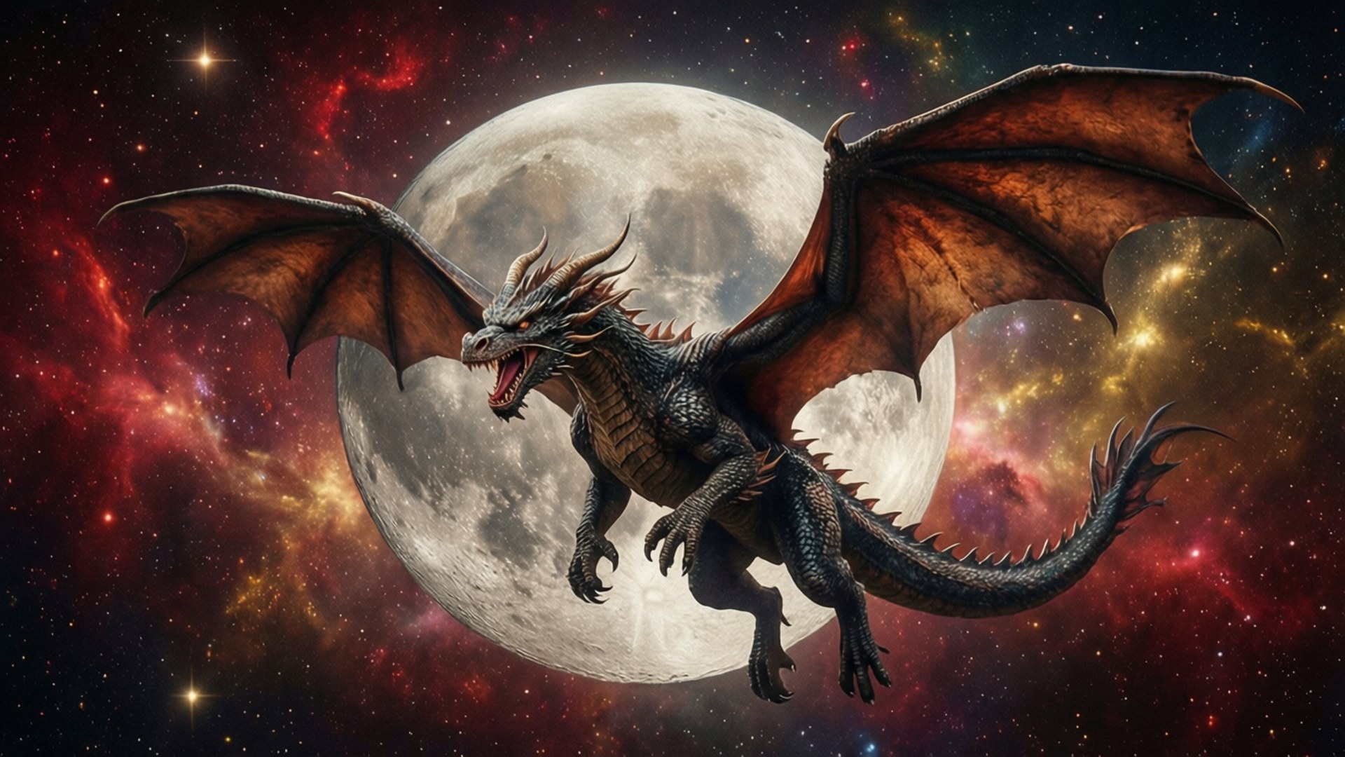 Eclipsa Lunii cu Dragon Fundal