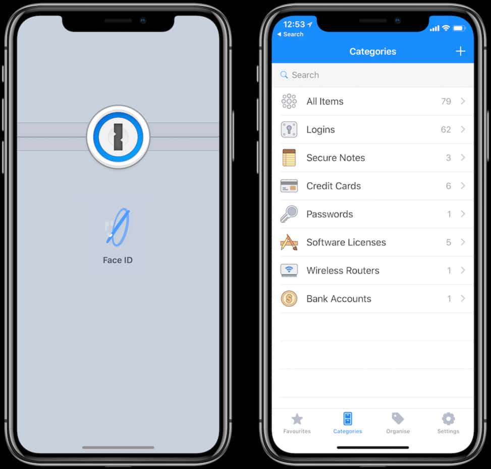 Ecran aplicație manager parole Face ID pentru iPhone 12 Fundal