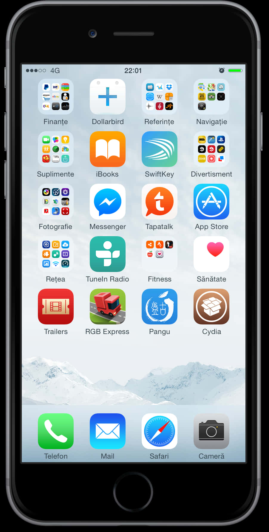Ecran de pornire iPhone cu aplicații Fundal