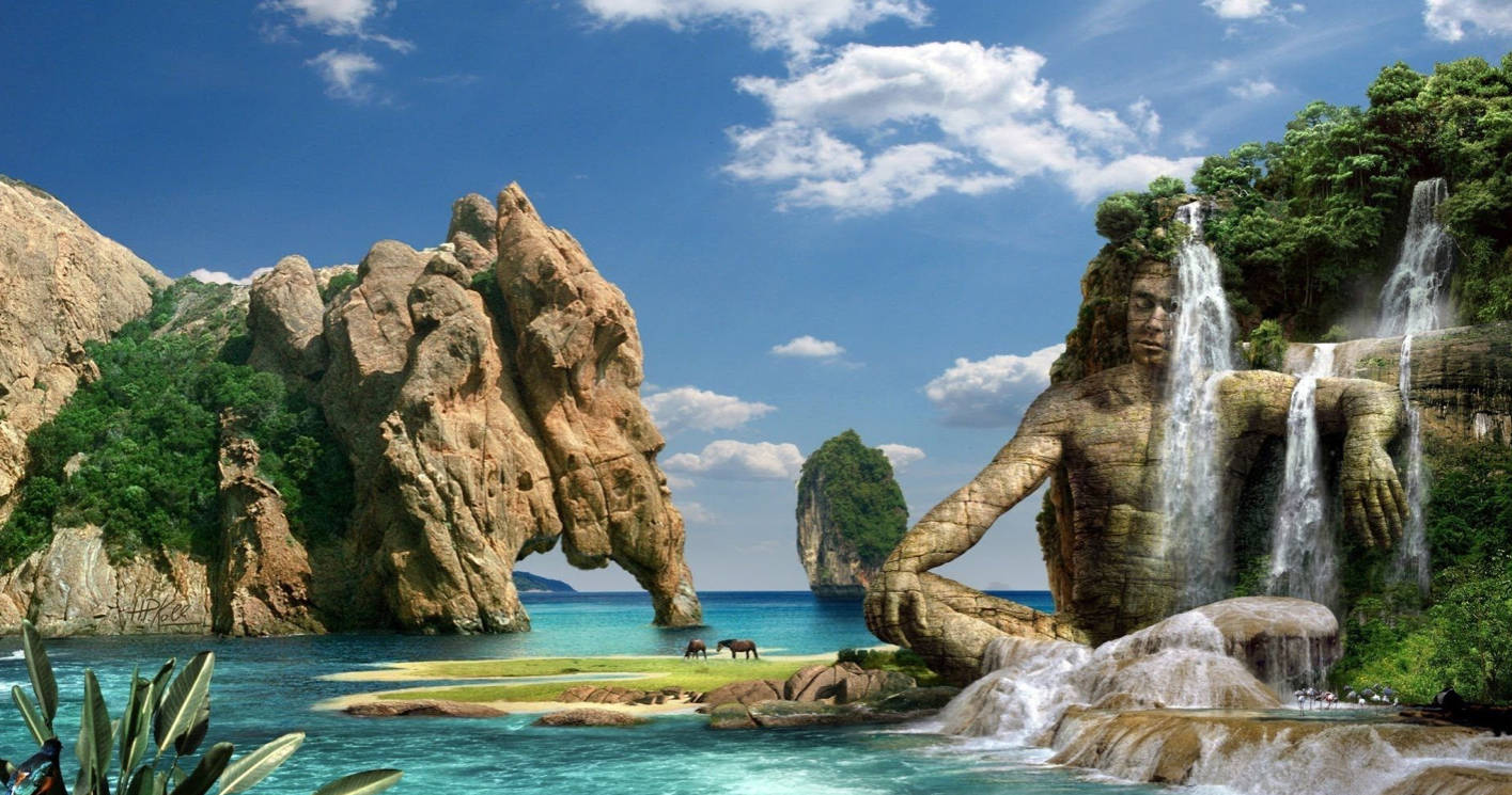 Elefant și Buddha 3D Natură Fundal