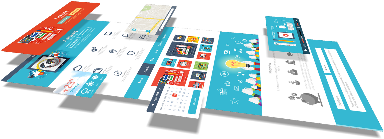 Elemente 3D de design web în perspectivă Fundal