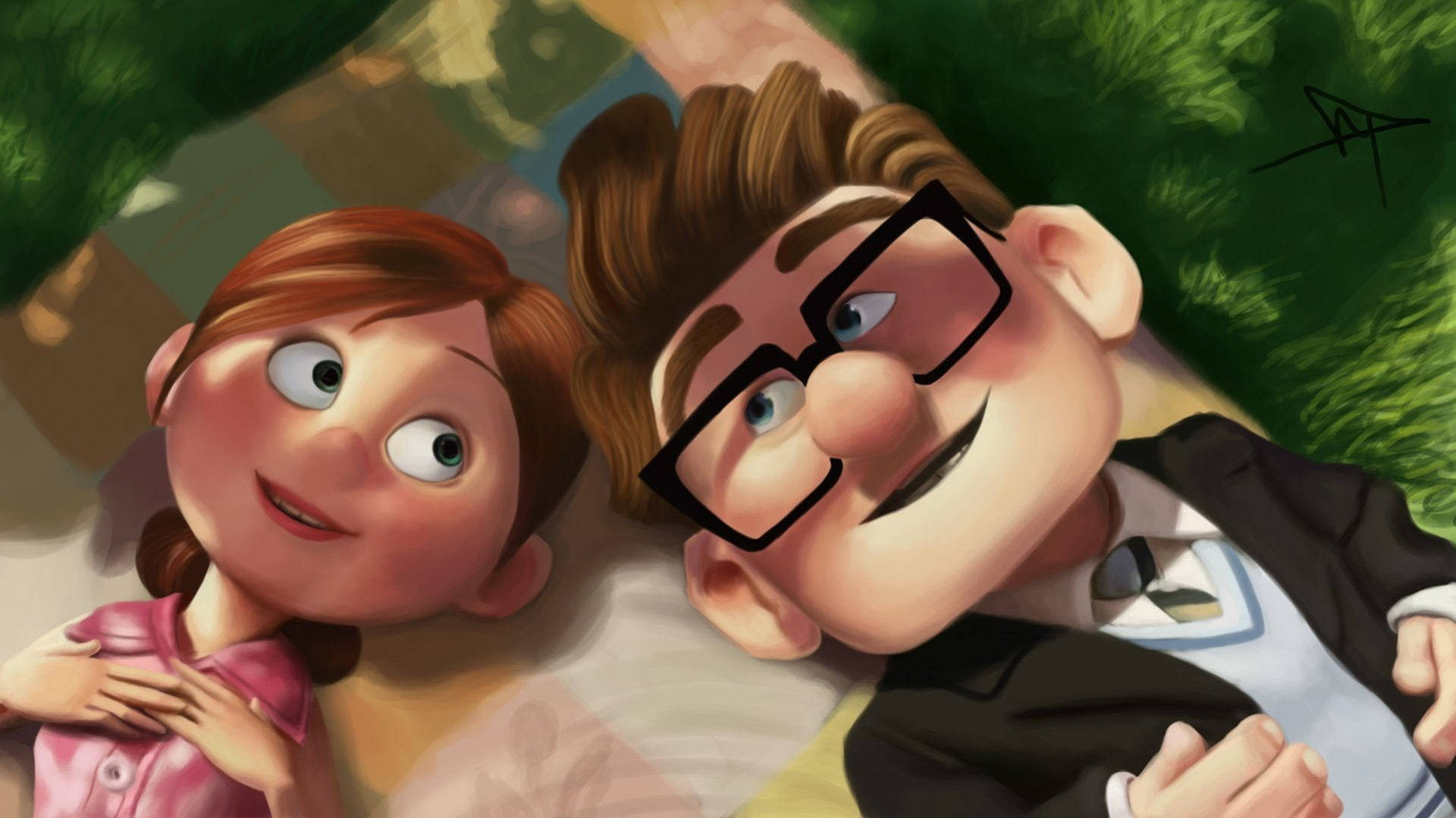 Ellie și Carl Fredricksen din filmul Up Fundal