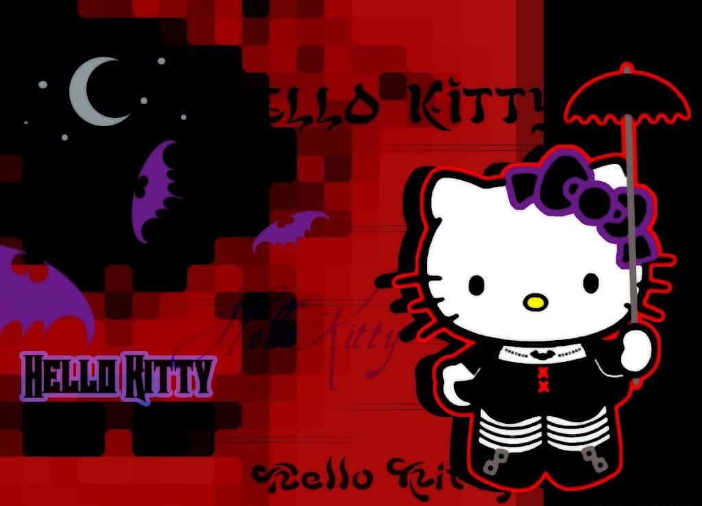 Emo Hello Kitty Semilună Fundal