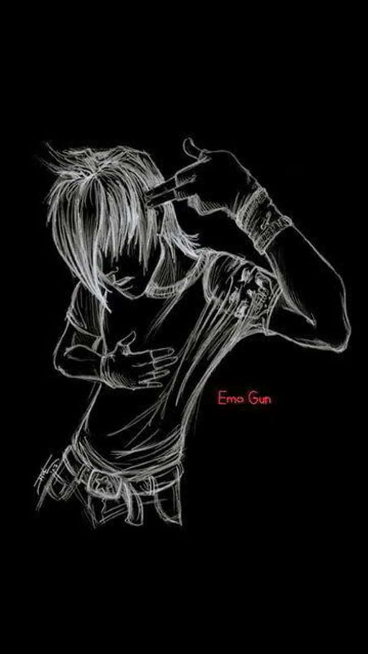 Emo iPhone cu băiat pe fundal negru Fundal