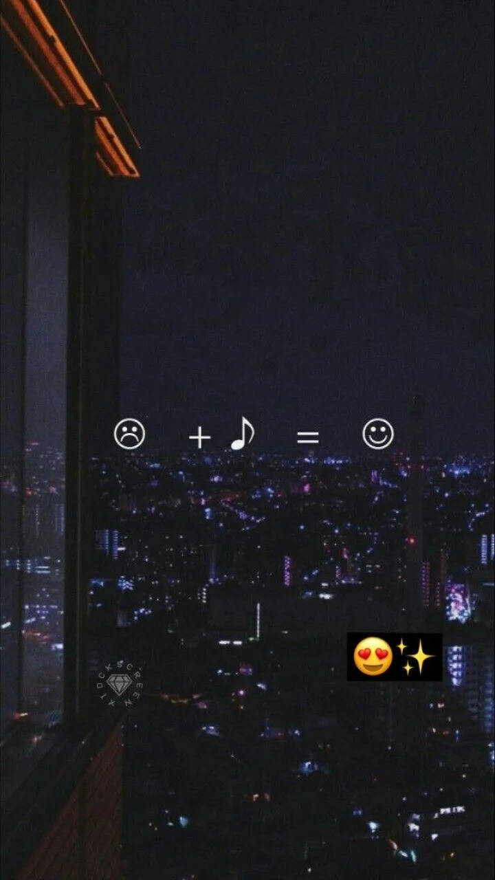Emoji Muzicale Estetice Pe Priveliște Urbană Fundal
