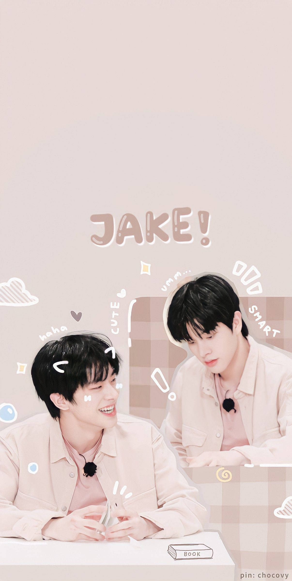 Enhypen Jake Colaj Estetic Bej Fundal
