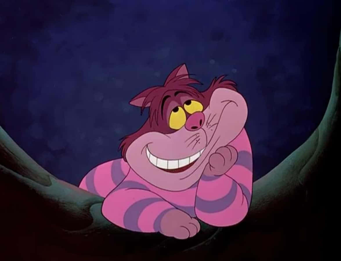 Enigmaticul Motan Cheshire zâmbește misterios în Alice în Țara Minunilor Fundal