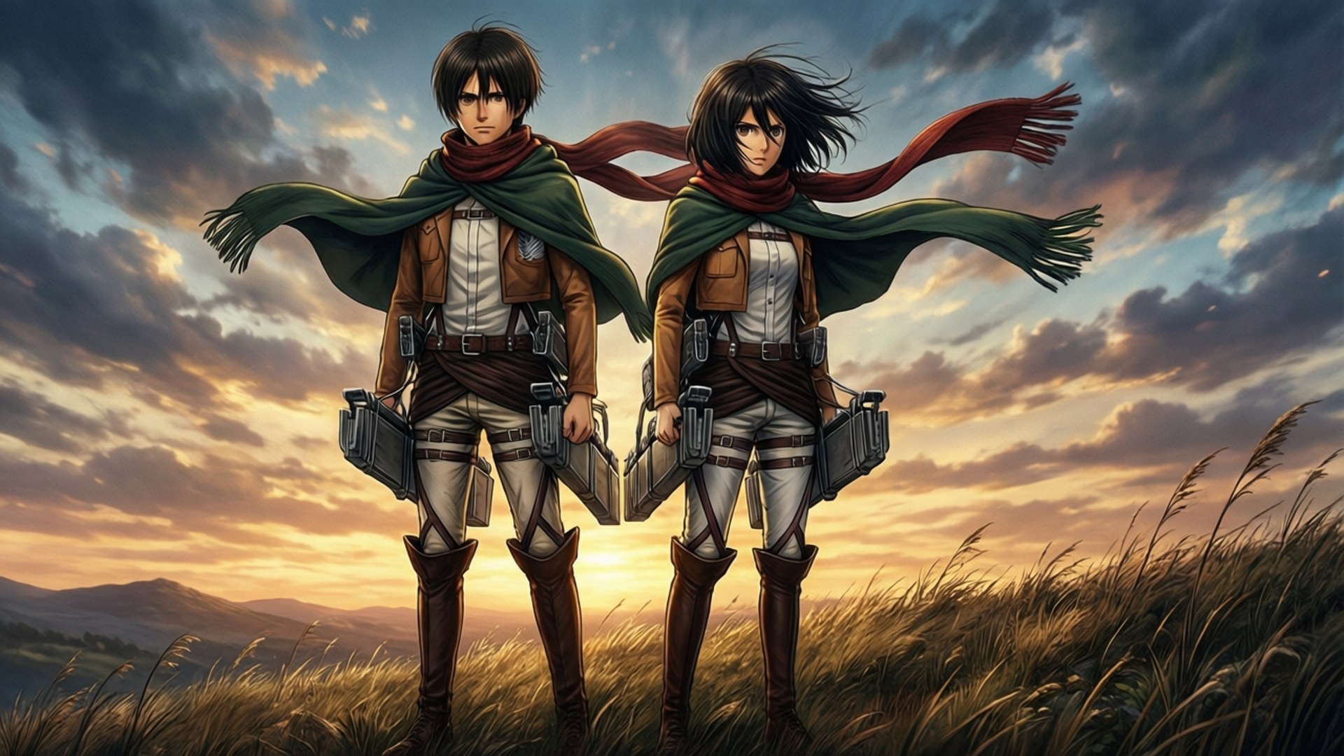 Eren și Mikasa Fundal