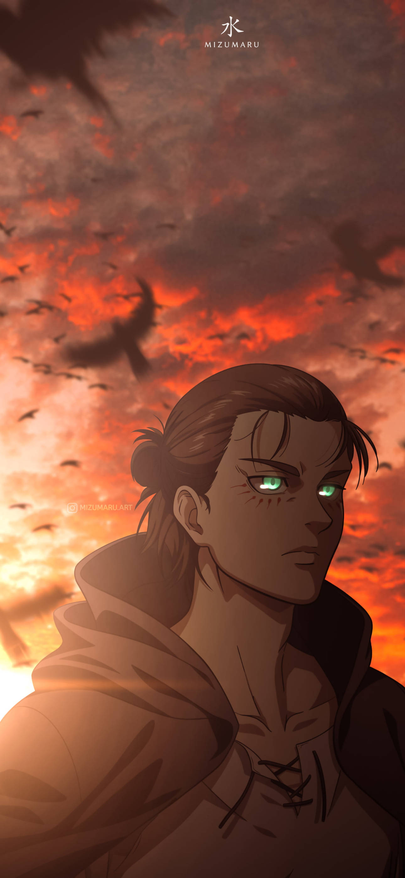 Eren Yeager Estetic Anime iPhone Fundal