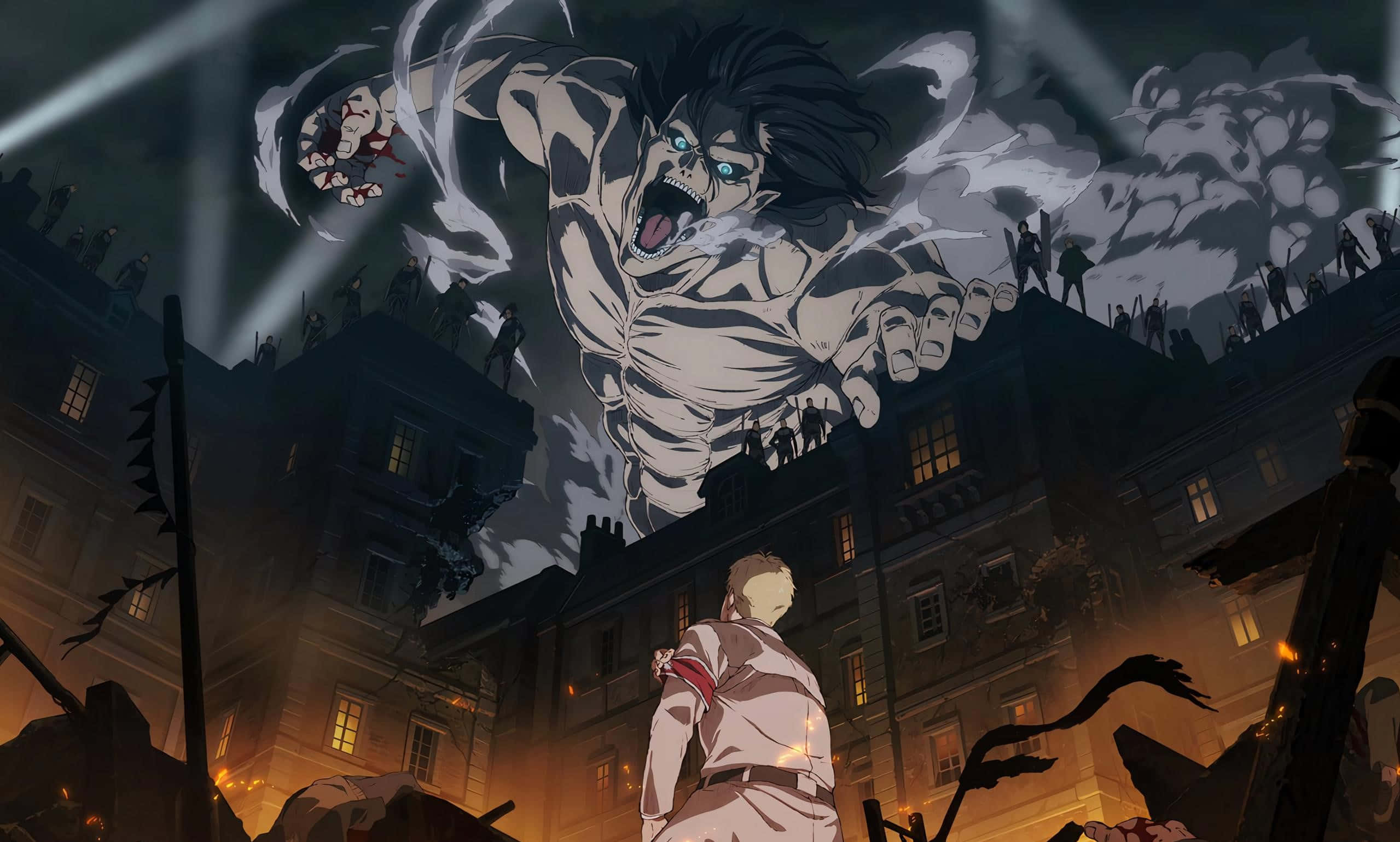 Eren Yeager Titanul Atacator Fundal