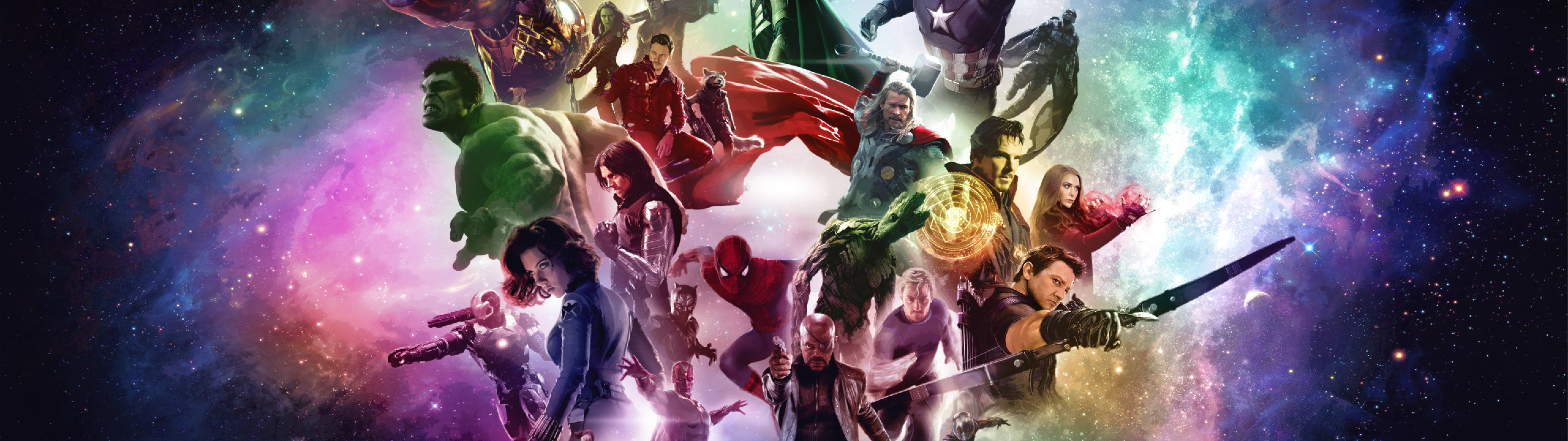Eroii Marvel Împreună 5120 x 1440 Fundal