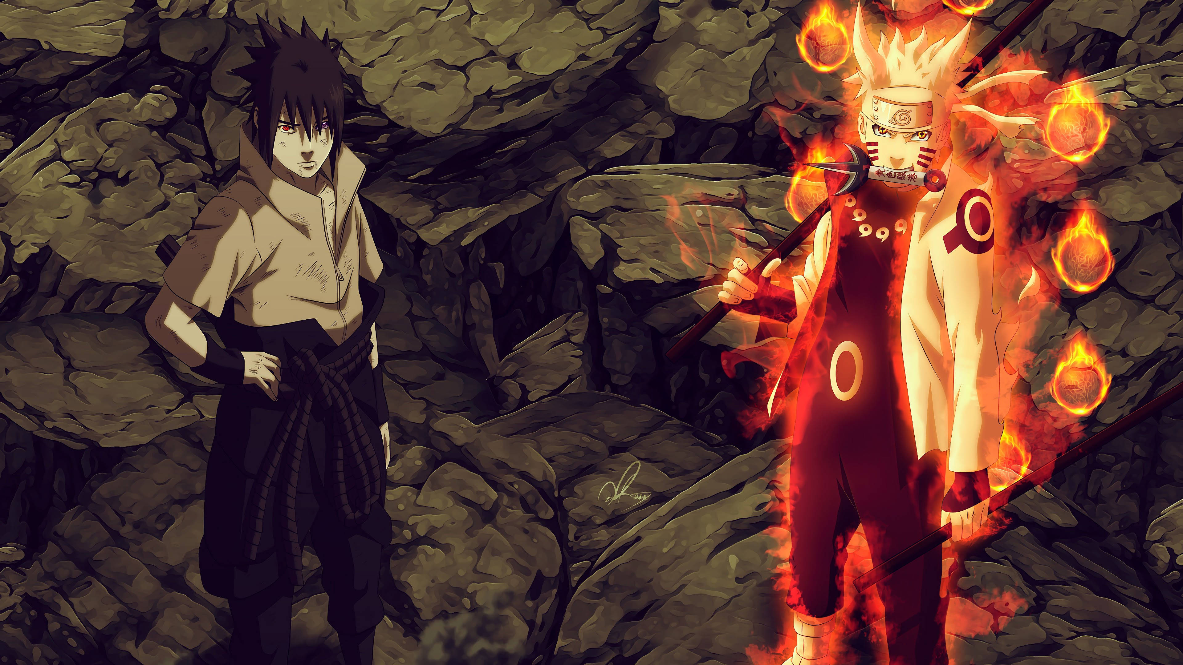 Eroii Ninja Războinici Naruto și Sasuke Fundal