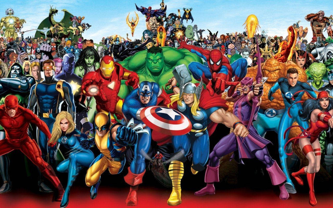 Supereroi Marvel: Hulk, Thor, Captain America, Iron Man și alții. — Marvel Fundal