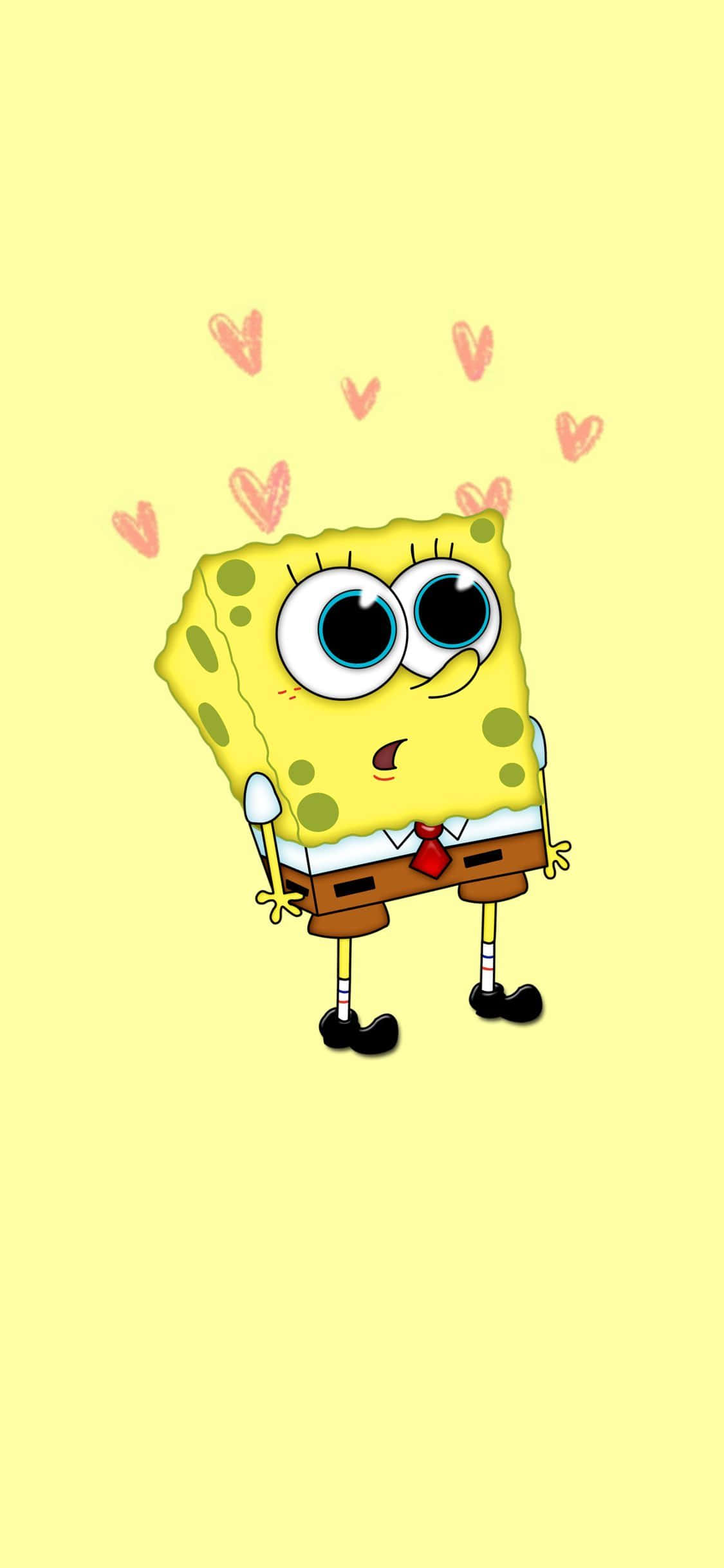 Estetic SpongeBob Cu Inimi Mici Fundal