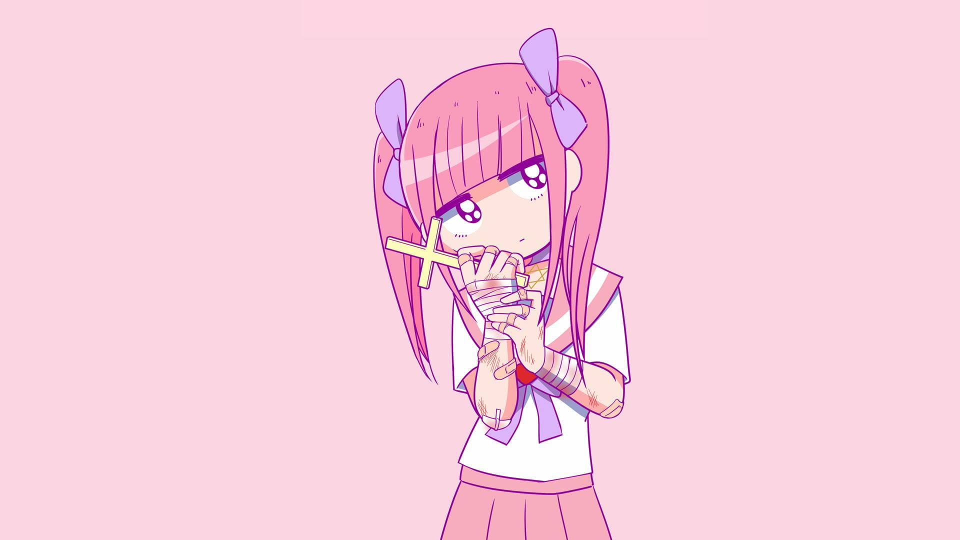 Estetică Anime Roz Menhera-Chan Fundal