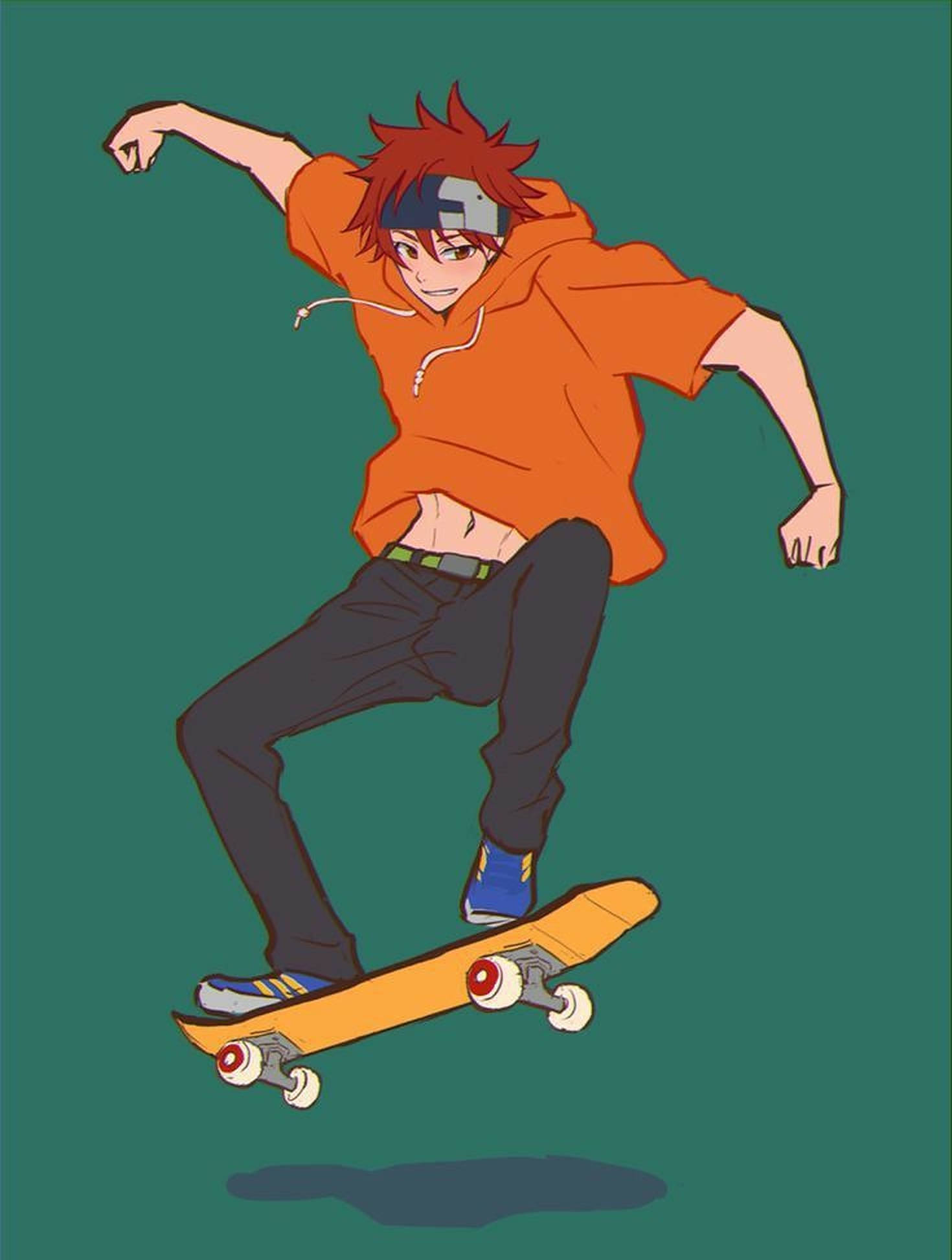 Estetică băiețel skater verde poster Fundal