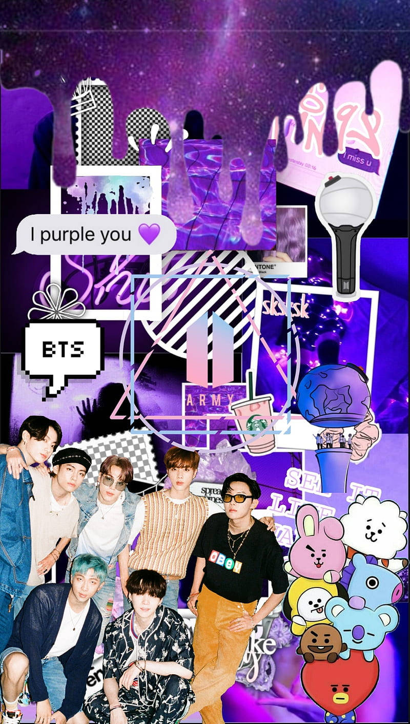 Estetică BTS BT21 Violet Fundal