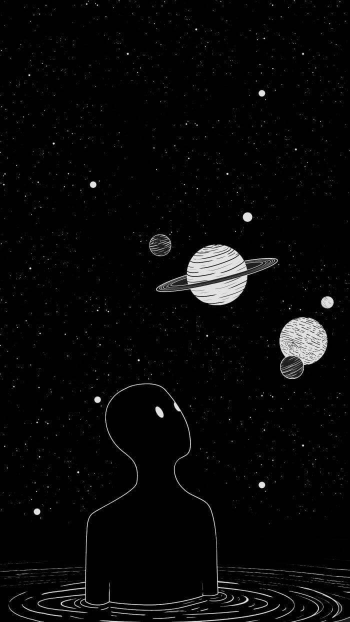 Estetică emo cu planete Fundal
