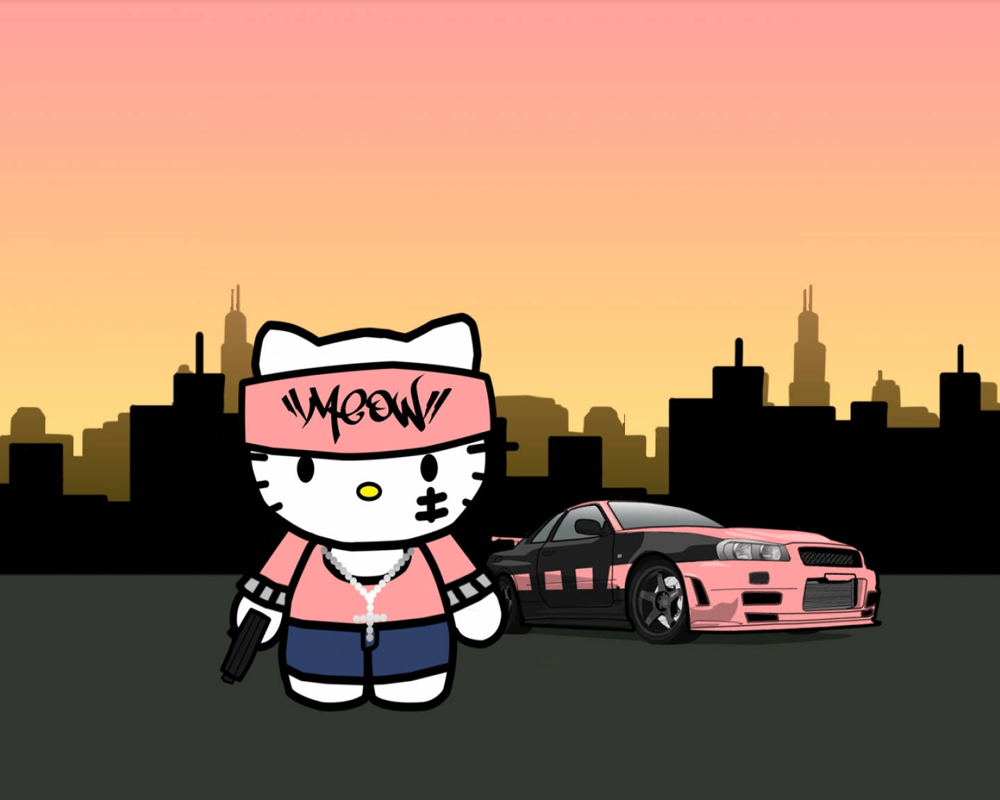 Estetică Gangster Hello Kitty Fundal