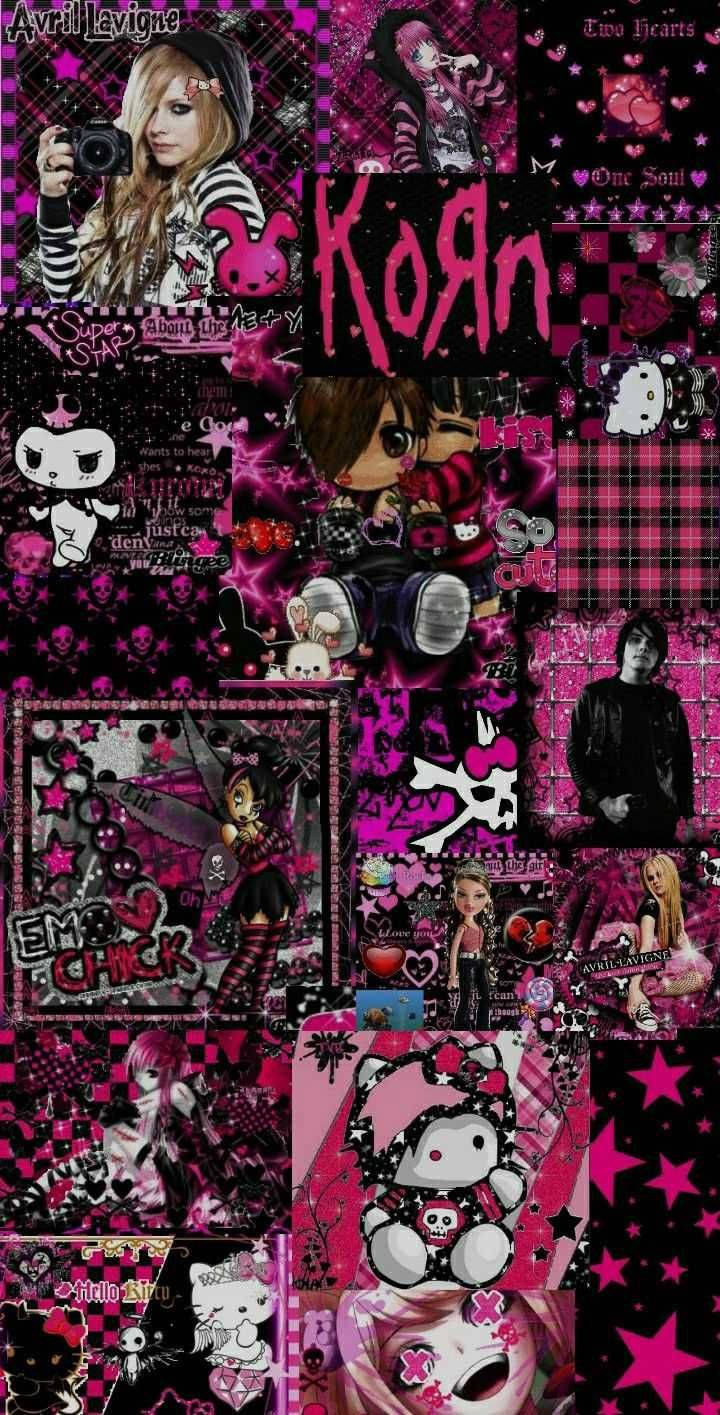 Estetică Goth Roz Drăguță Colaj Digital Fundal