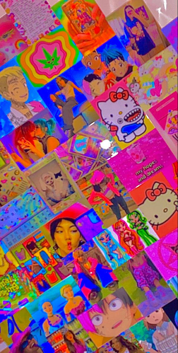 Estetică Indie Kid Hello Kitty Personaje Roz Fundal