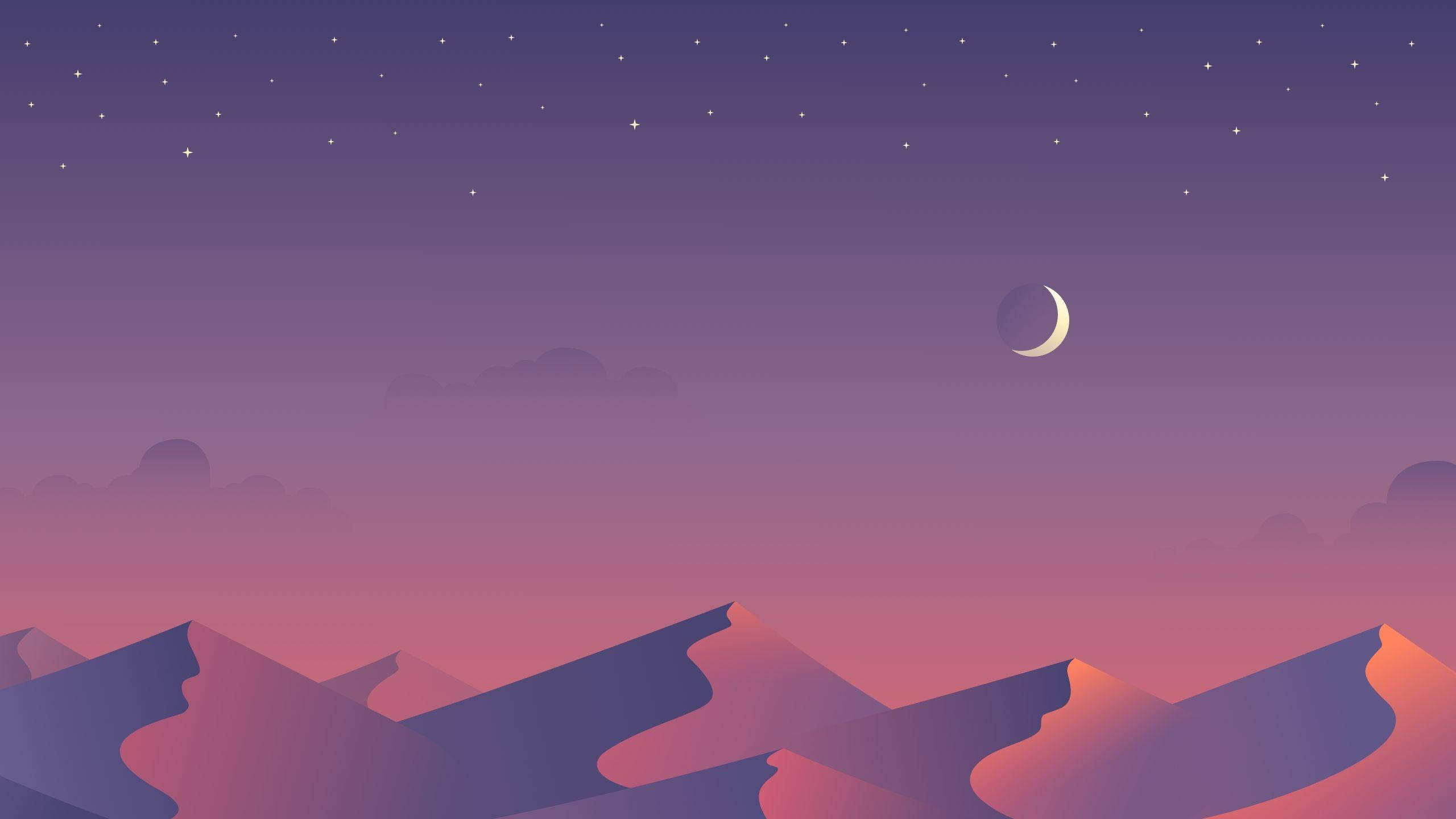 Estetică Indie Laptop Dune de Nisip Sub Lună în Semilună Fundal