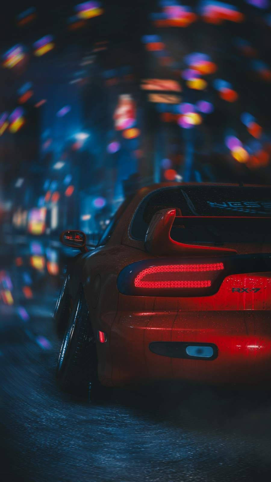 Estetică mașini JDM cu lumini colorate Fundal