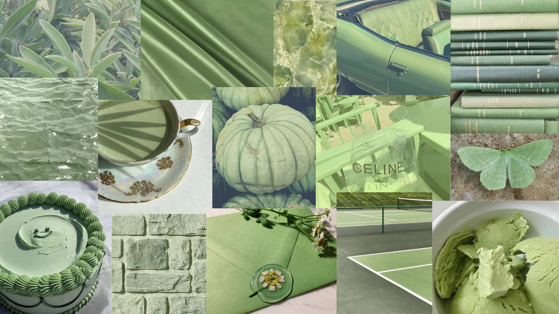 Estetică Matcha Sage Green Fundal