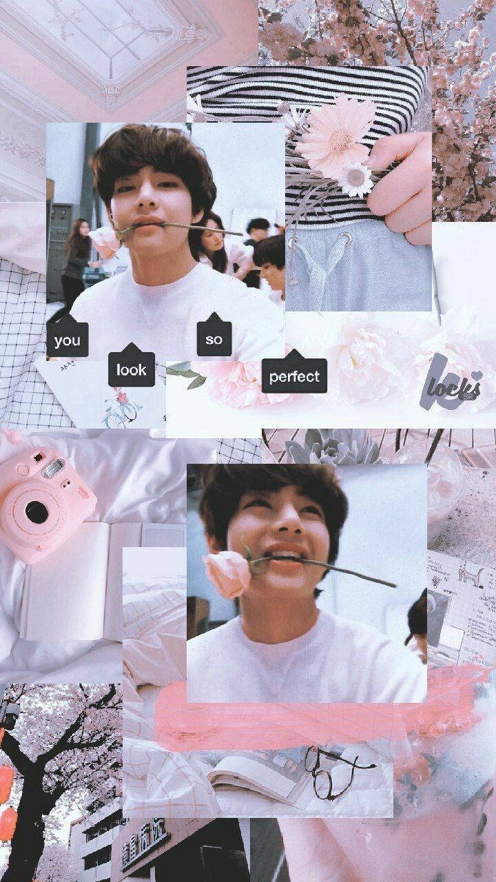 Estetică Pastel Roz Membru V BTS Fundal