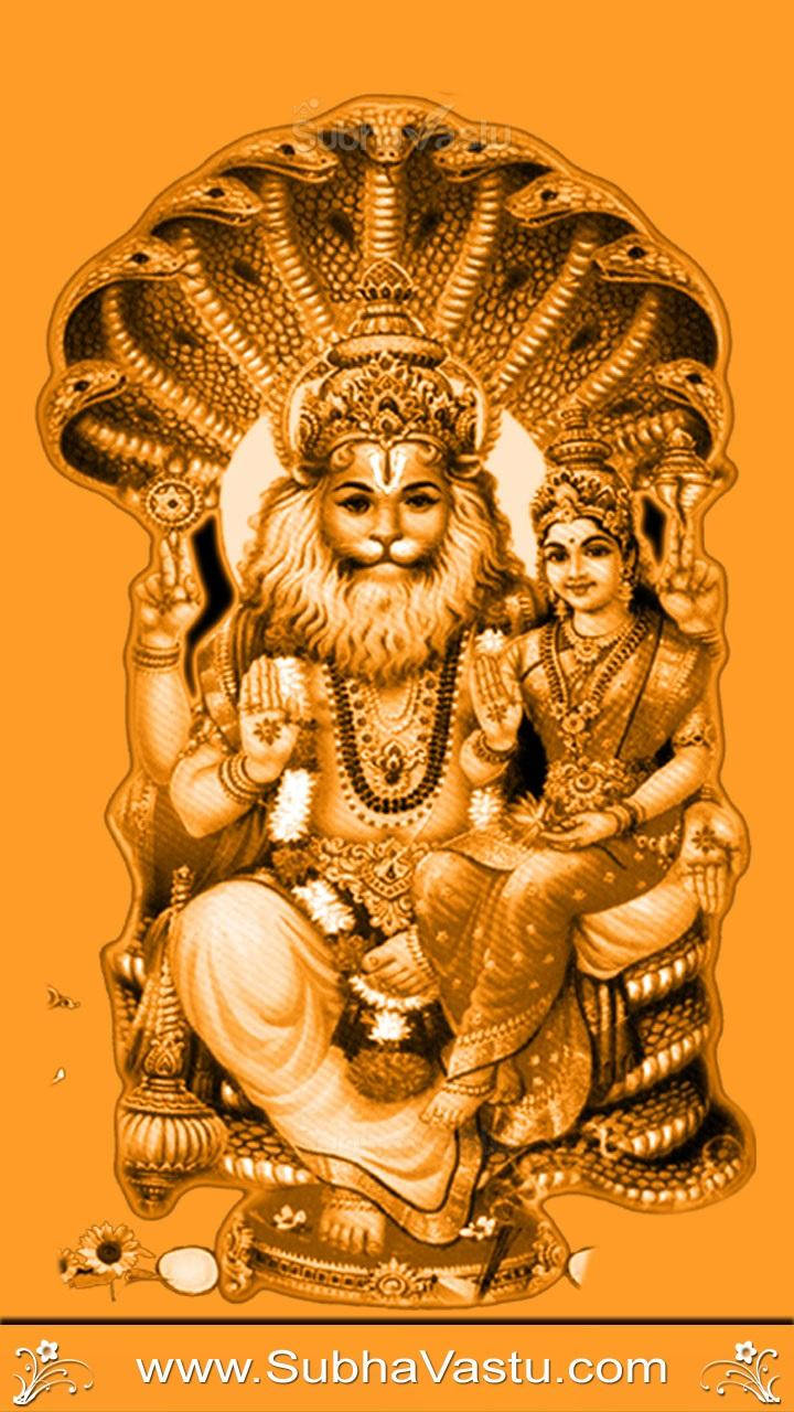 Estetică Portocalie cu Lord Narasimha Fundal