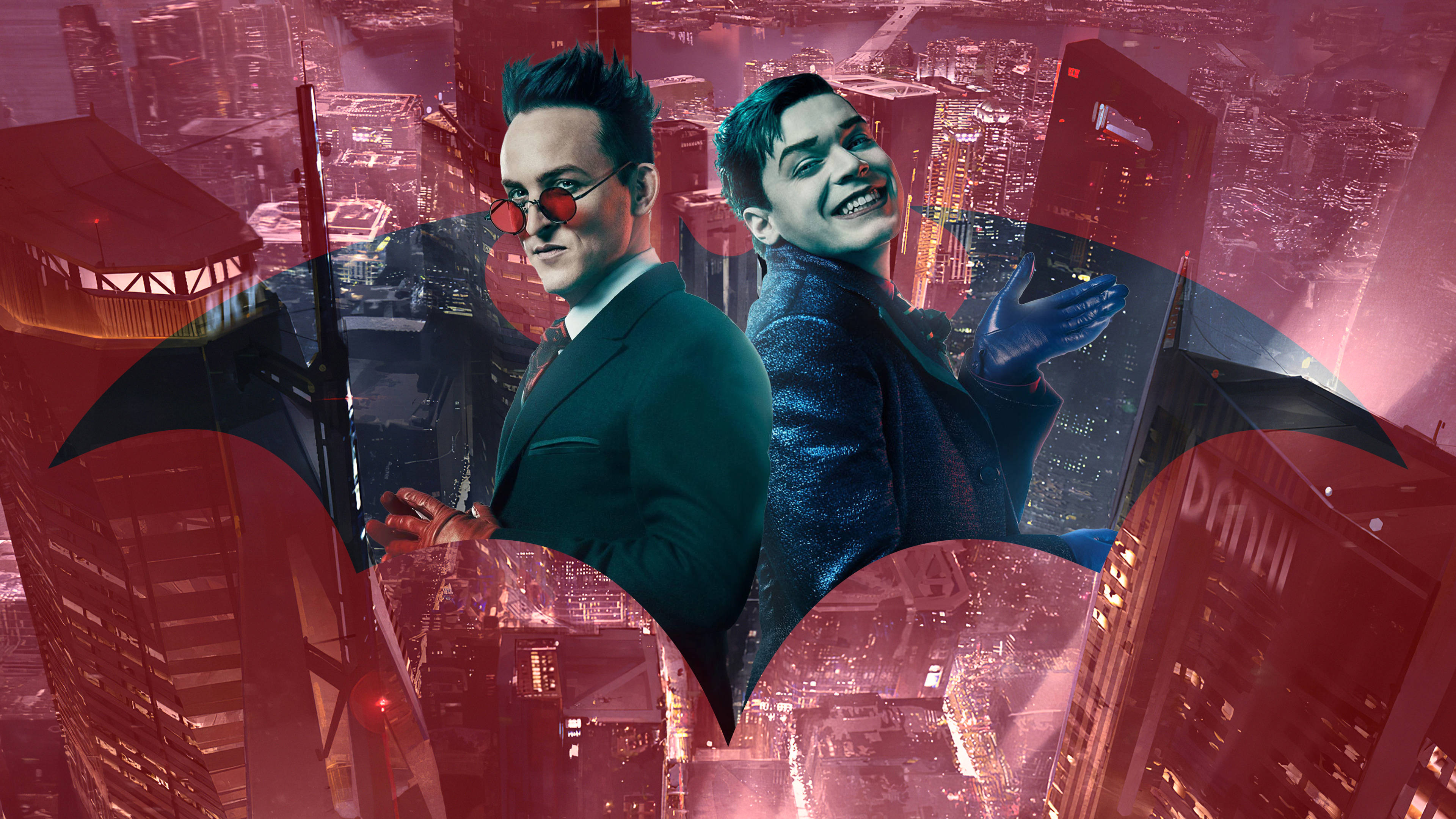 Estetică roșie 4K Gotham Penguin Fundal