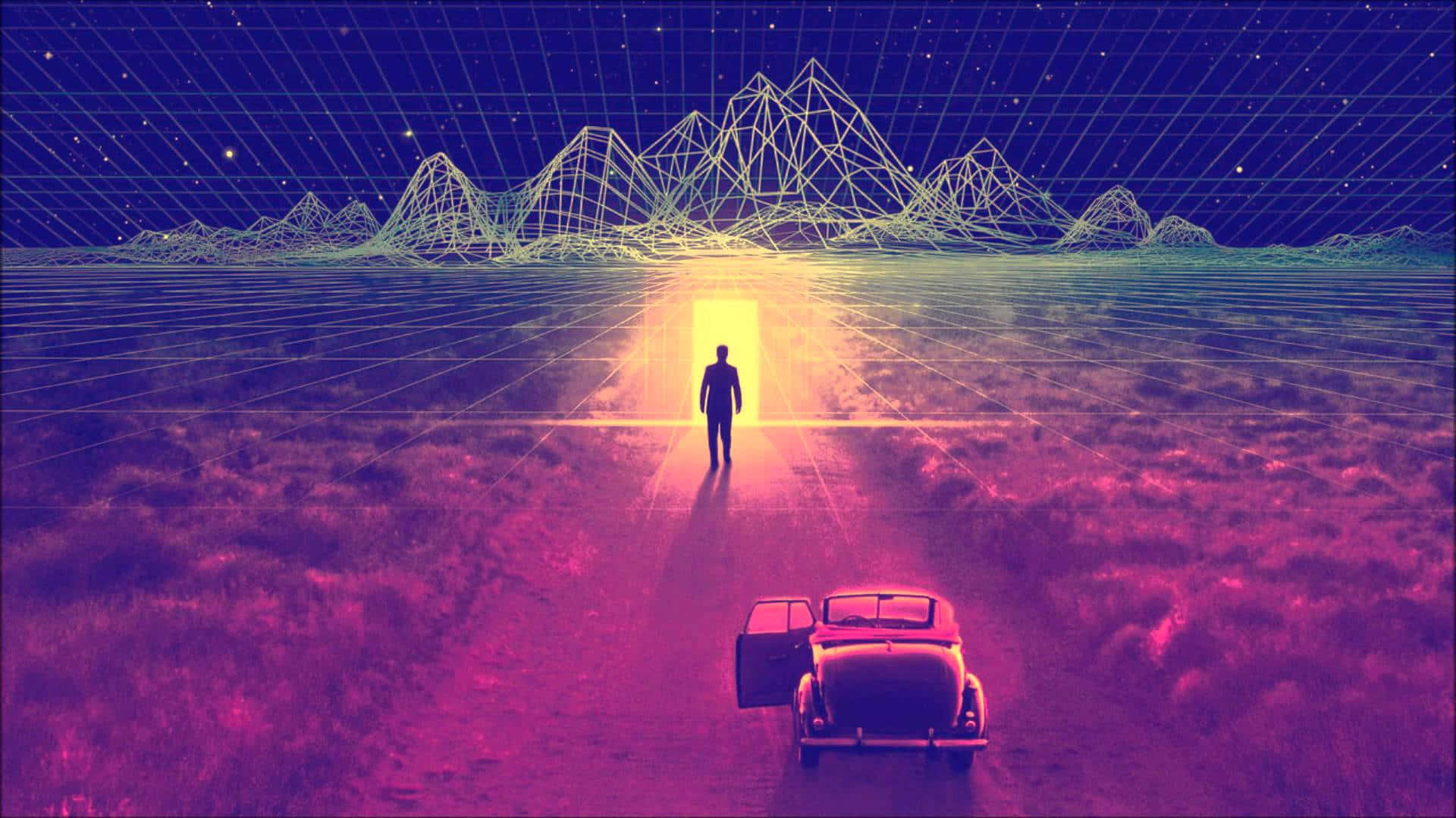Estetică roz anii 80 The Thirteenth Floor Artă Digitală Fundal