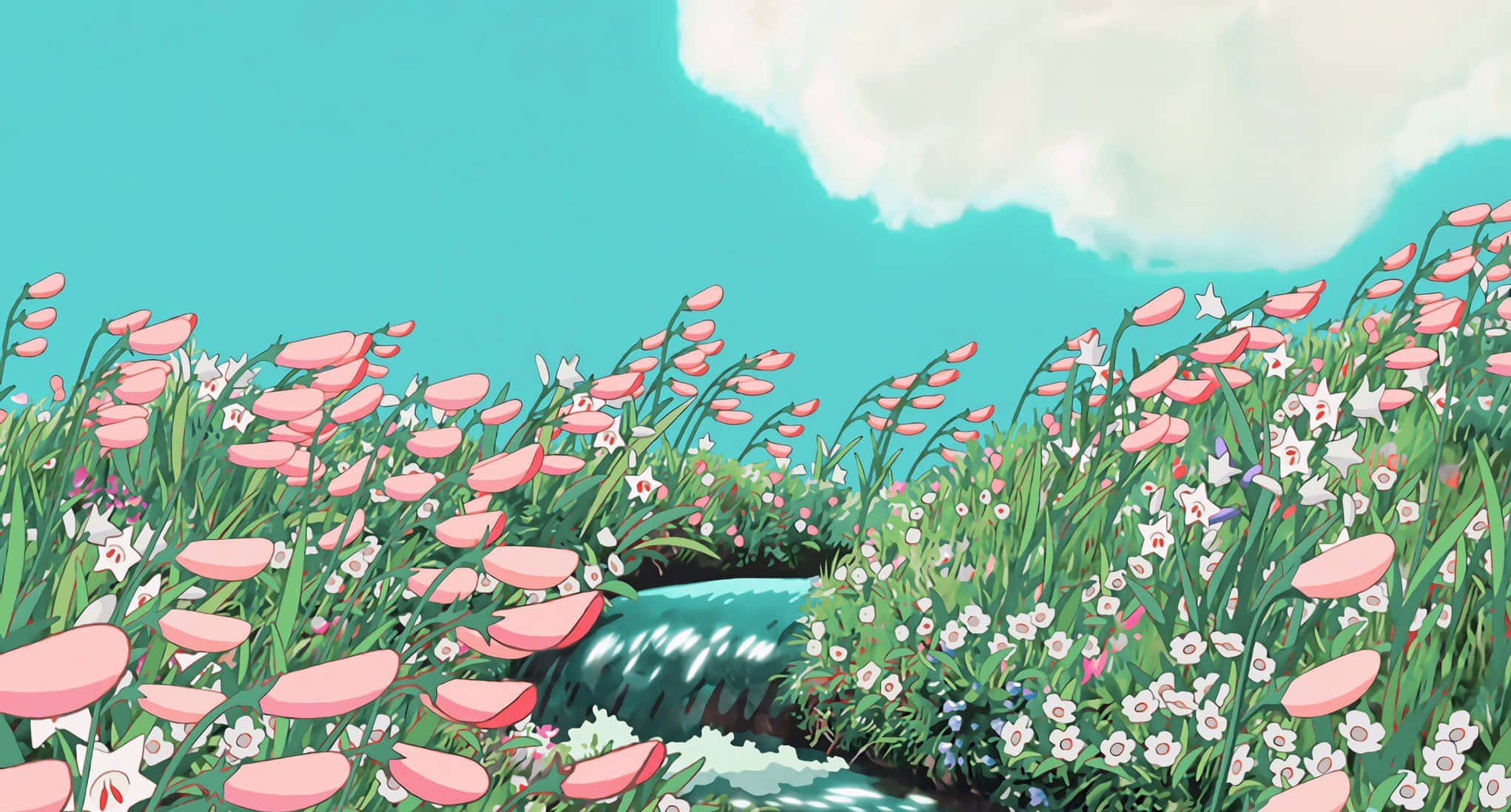 Estetică Studio Ghibli Desktop Râul din Castelul lui Howl Fundal