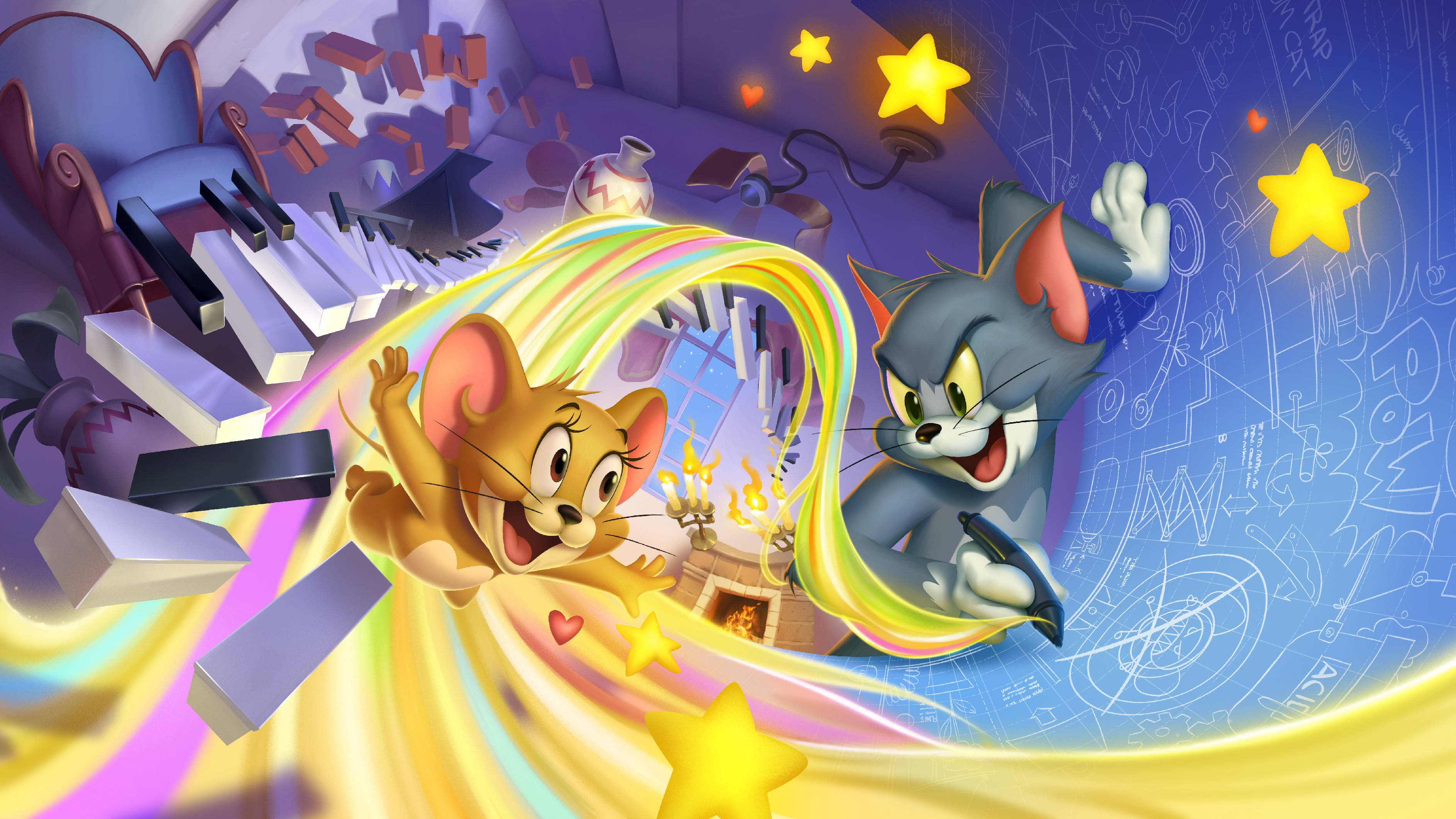 Estetică Tom și Jerry în 3D și Culori Vii Fundal