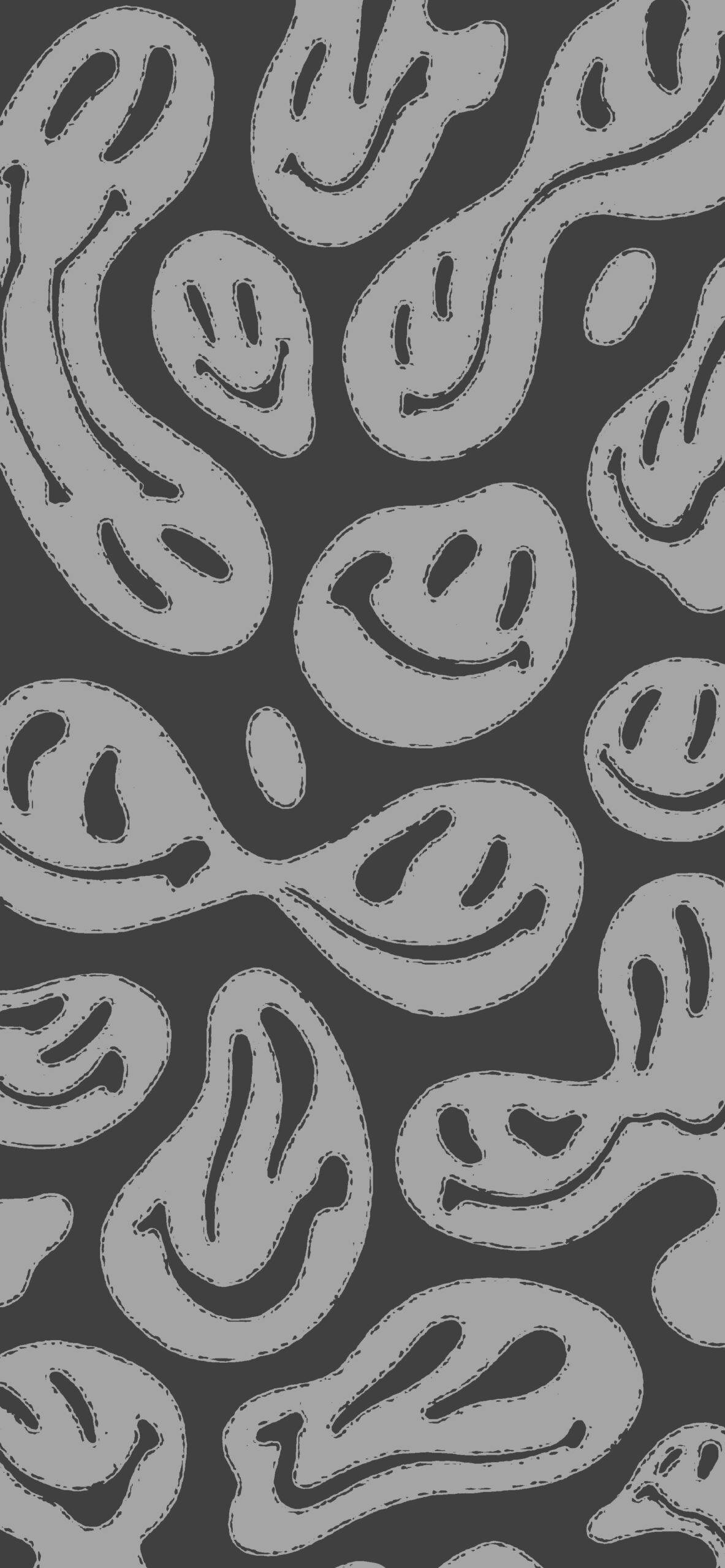Estetică trippy cu smiley distorsionat în tonuri de gri Fundal