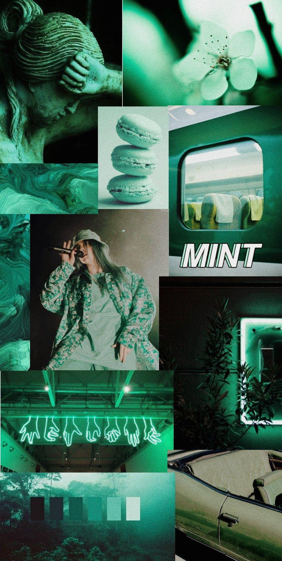 Estetică verde mentă Billie Eilish Fundal
