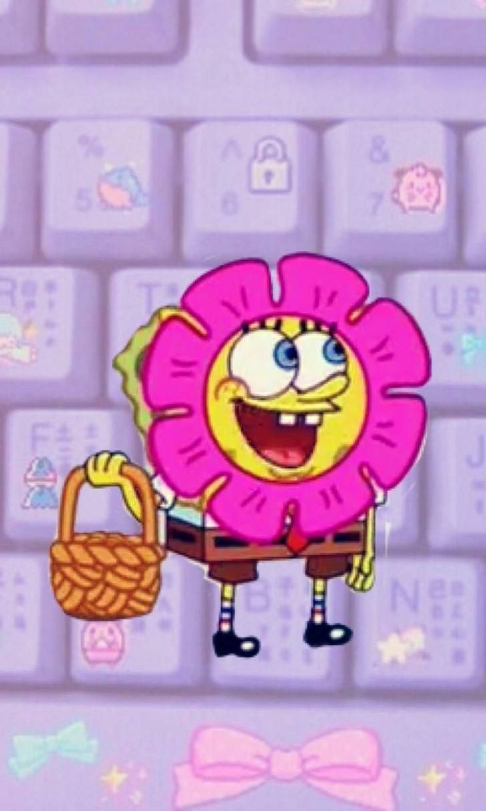 Estetică verticală SpongeBob cu tastatură Fundal